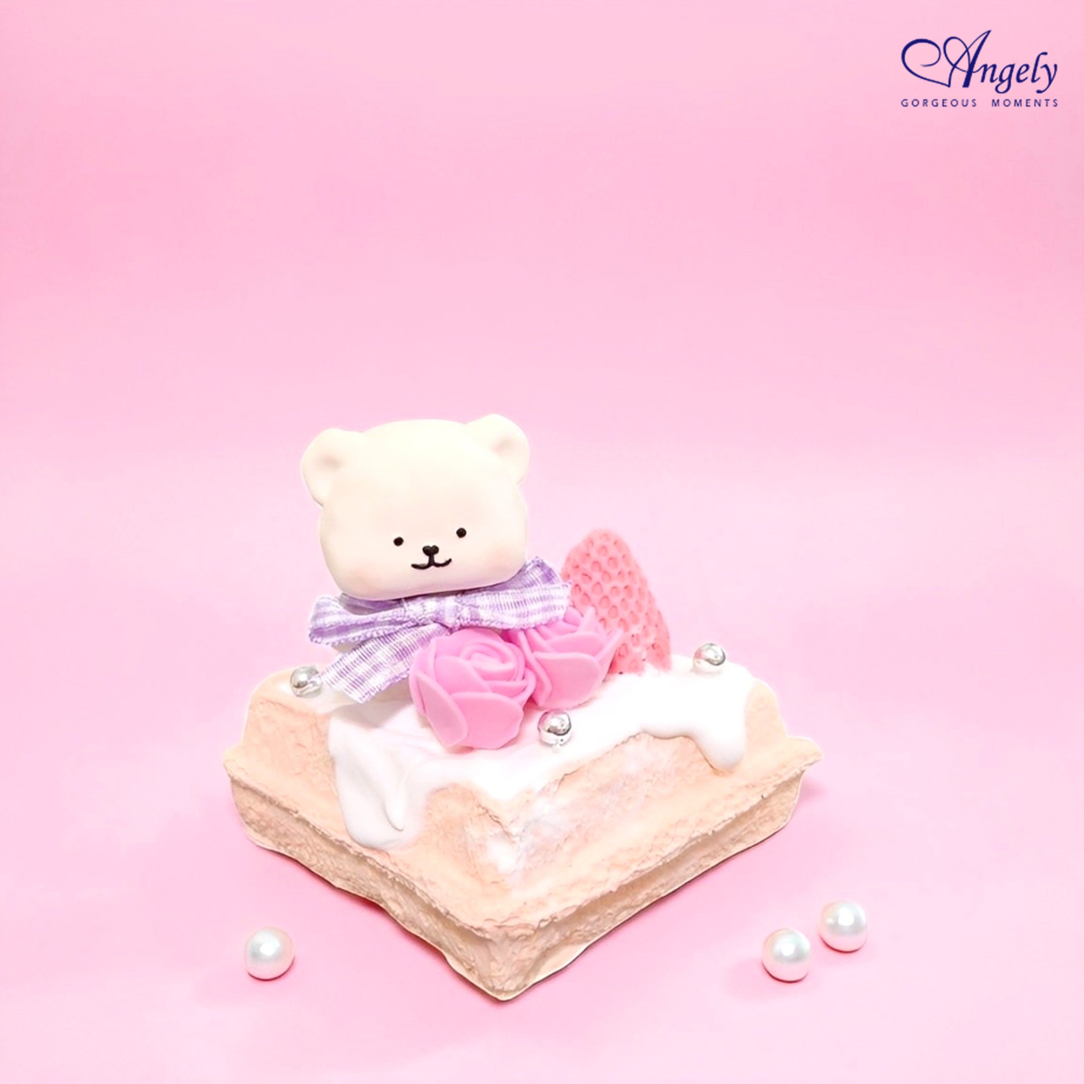 【Angely】小熊鬆餅擴香石 - 玫瑰園の奶油熊(享盒裝服務)|可愛 質感 療癒擺飾 生日禮物 情人禮物 女生禮物 生