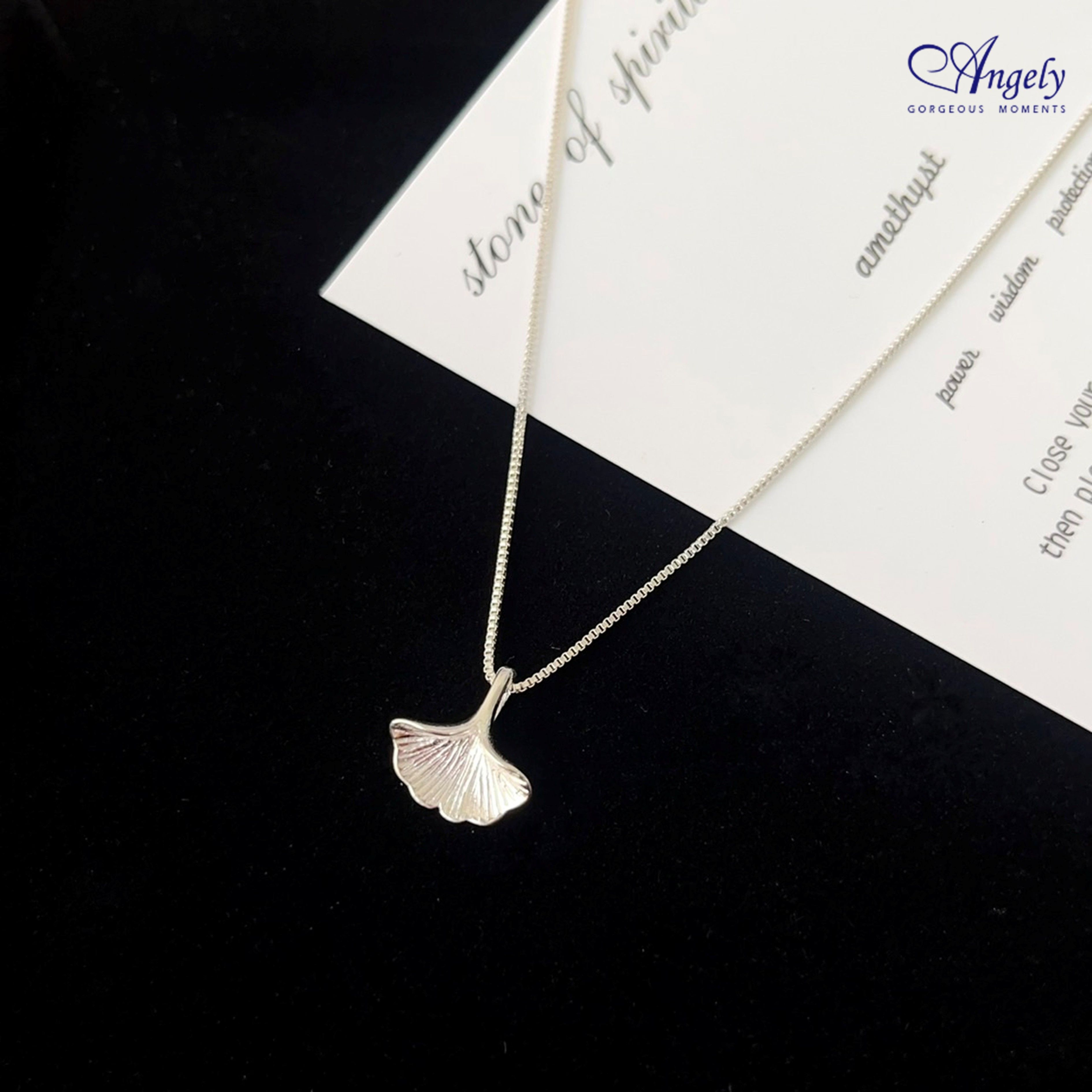 【Angely】『1+1精選組合 純銀項鍊+拭銀布』銀杏純銀項鍊(享盒裝服務)|堅韌 勇氣 守護 生日禮物 女生禮物