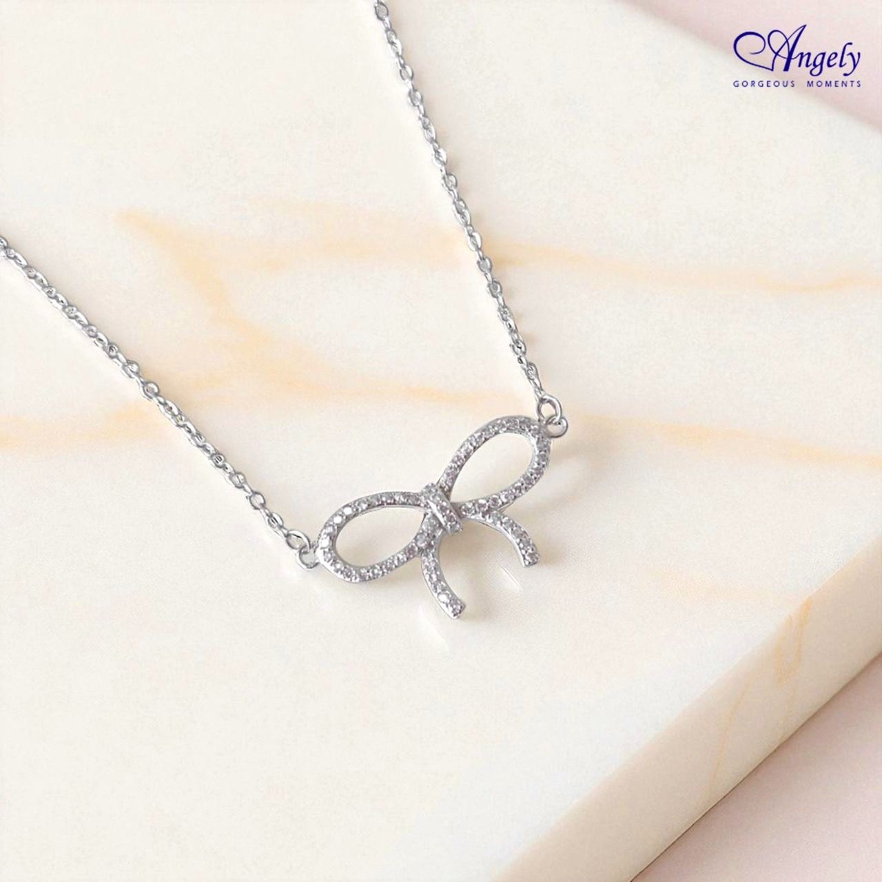 【Angely】閃亮蝴蝶結項鍊(享盒裝服務)|日常 溫柔 甜美 生日禮物 情人禮物 女生禮物