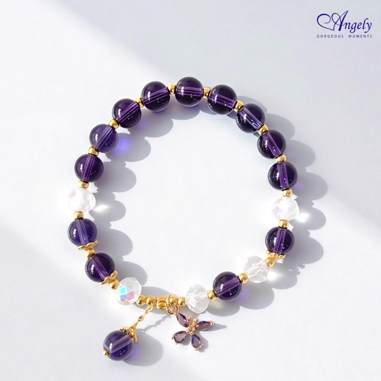 【Angely】秋季新品 浪漫紫光．紫水晶蝴蝶手鍊（享盒裝服務）｜招貴人 幸運 智慧 天然水晶 生日禮物 情人禮物