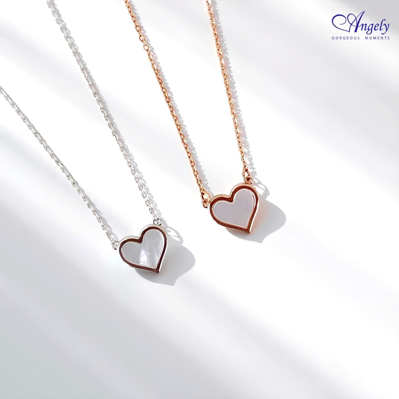 【Angely】白母貝愛心造型項鍊（享盒裝服務）｜獨特 氣質 簡約 生日禮物 情人禮物 女生禮物 職場穿搭