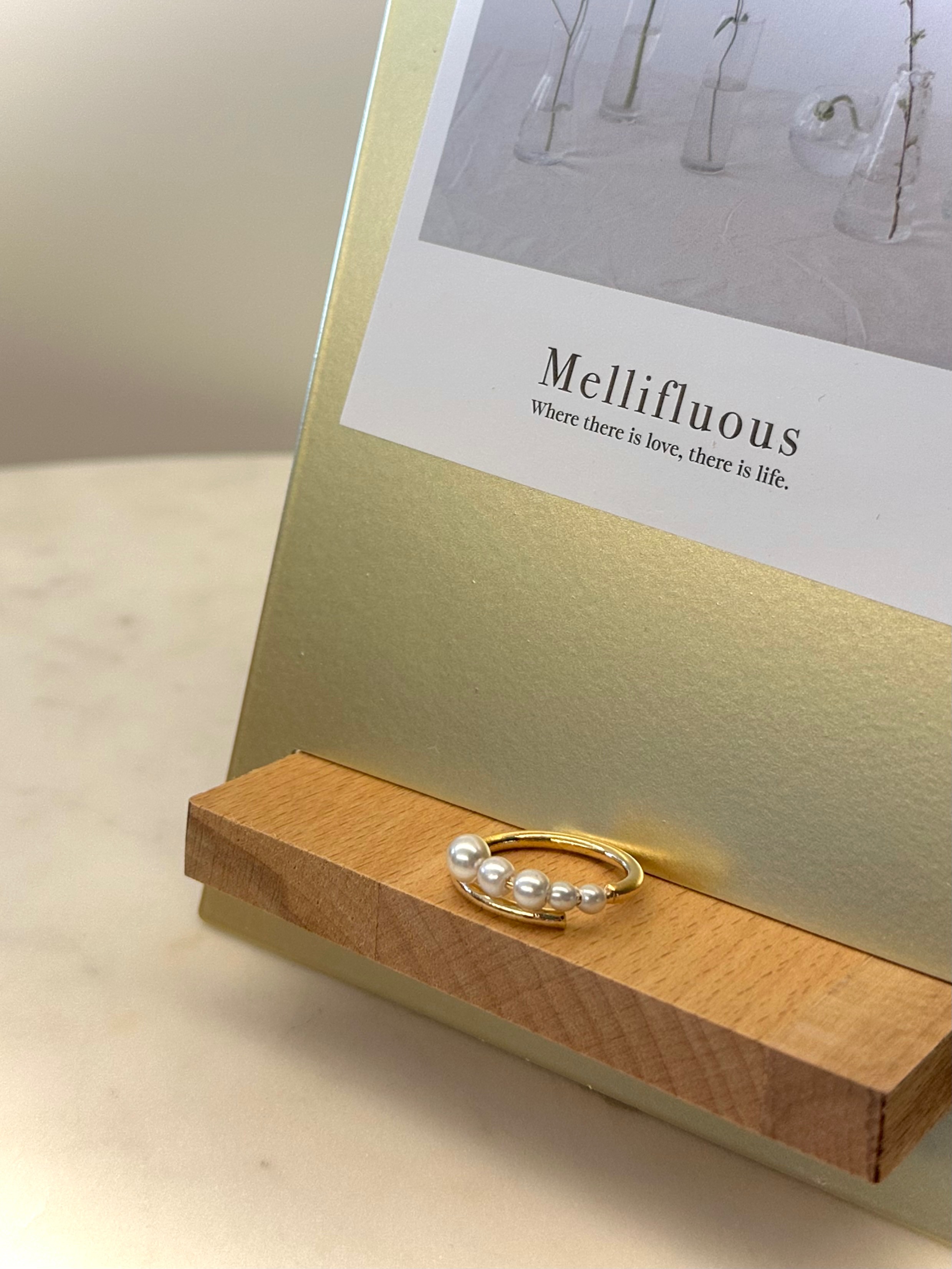 華麗珍珠 金色 戒指一枚