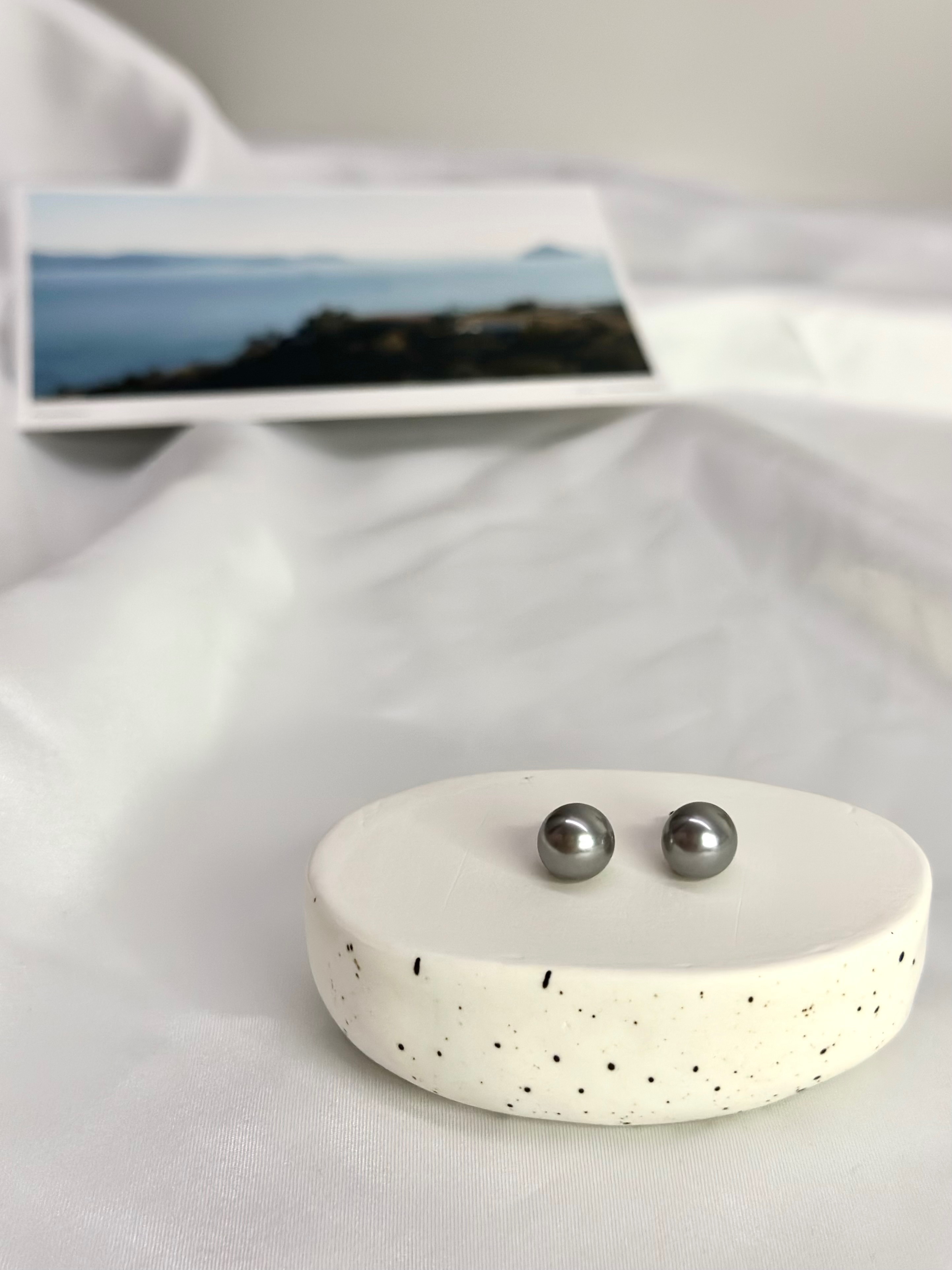 黑珍珠 耳針式耳環一對