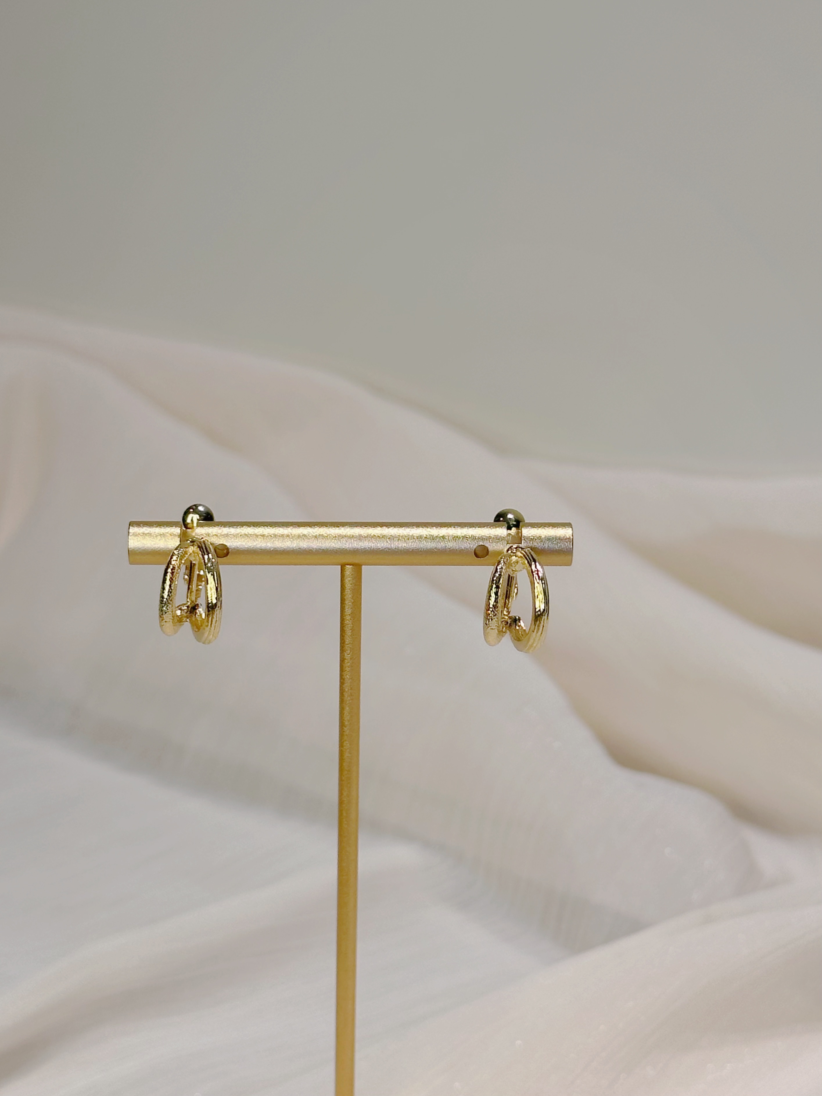 金沙雙環 耳夾式耳環一對