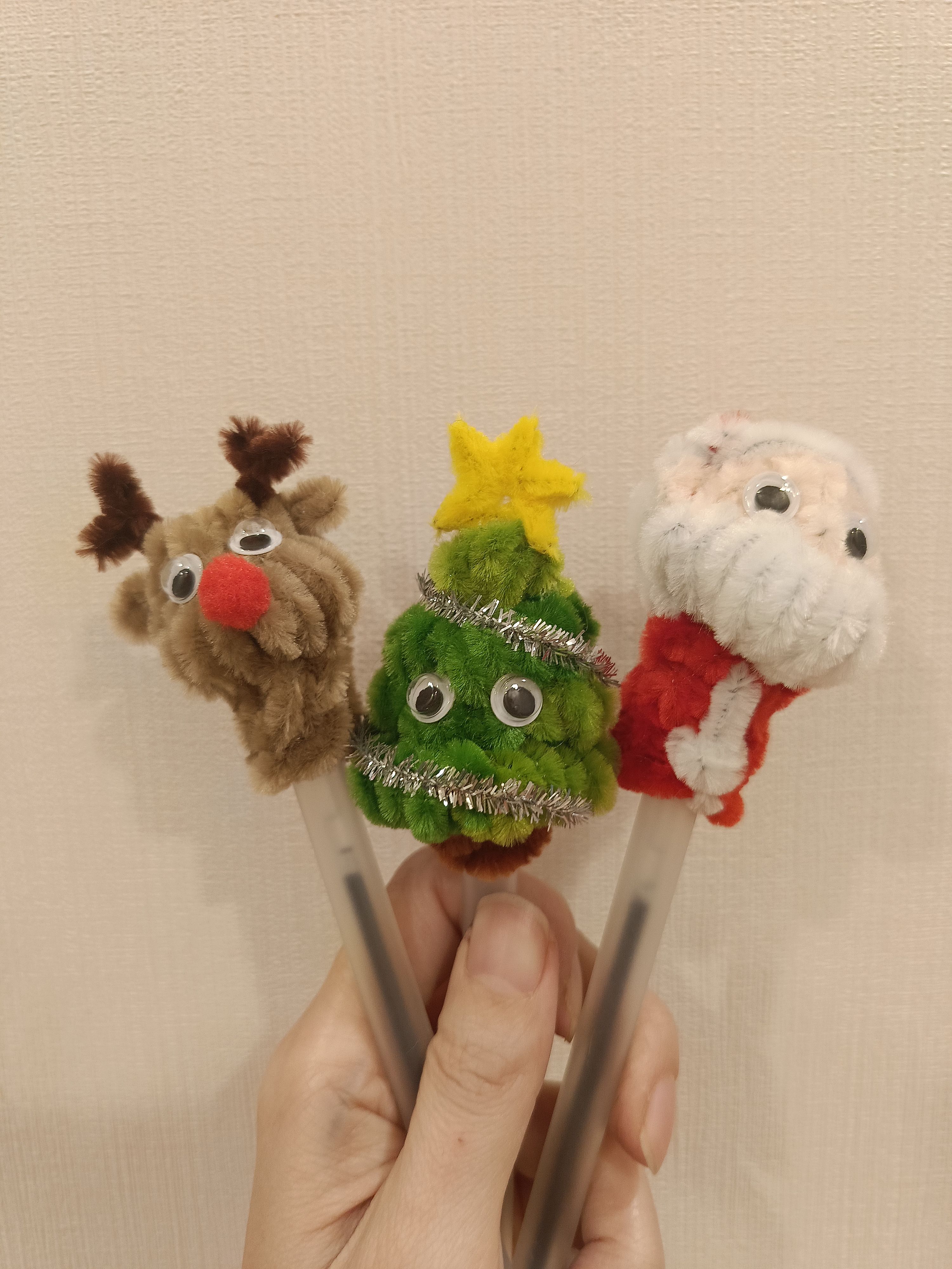 愛心聖誕筆1組（3支含聖誕樹、麋鹿、老公公各1支）