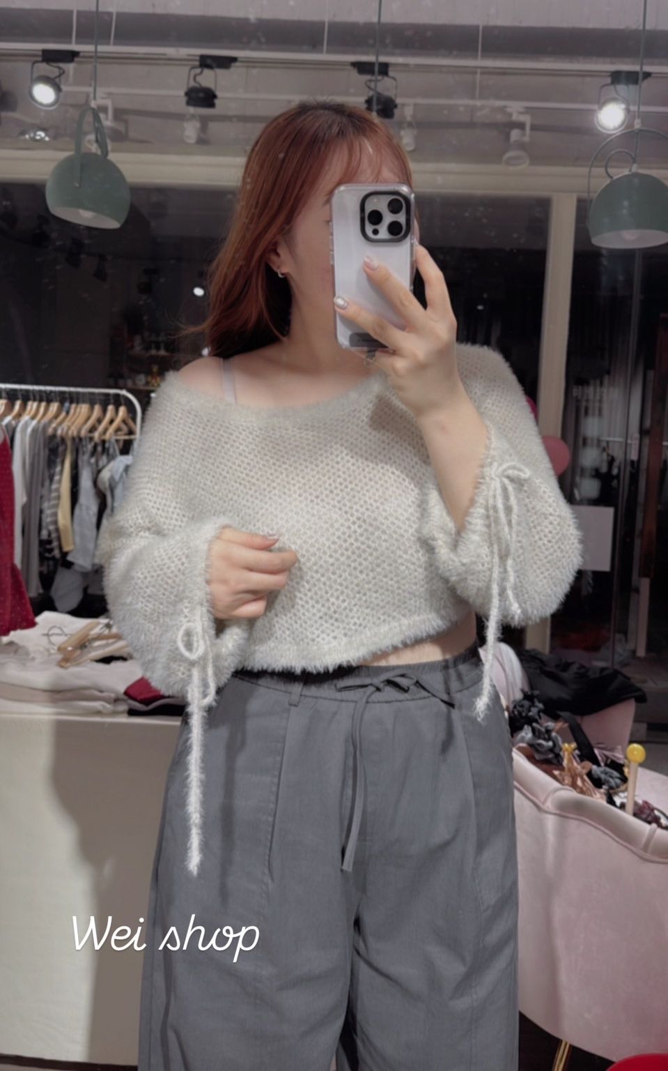 ♥水貂毛洞洞短版寬袖毛衣♥