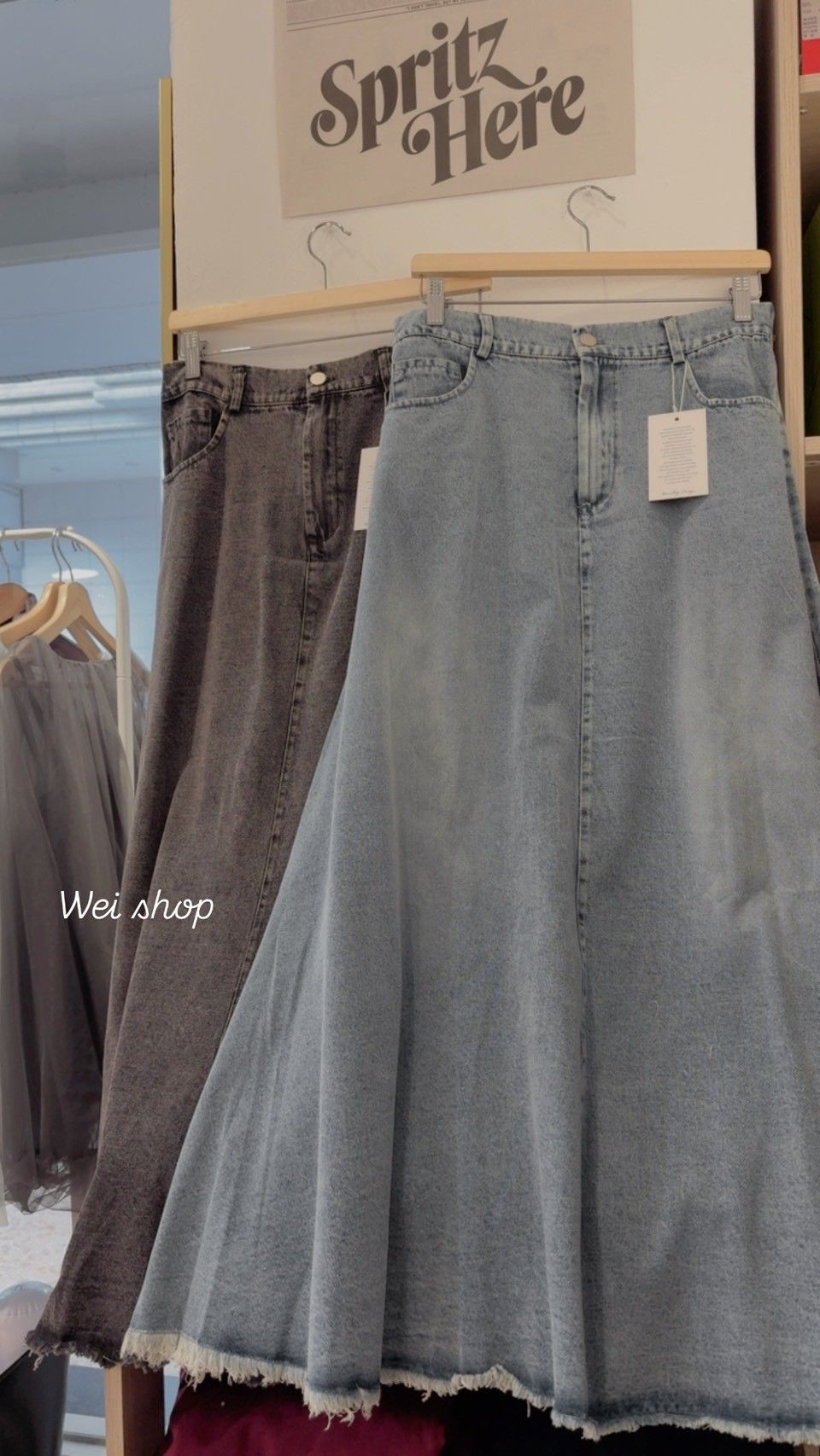 ♥傘擺落地牛仔長裙♥