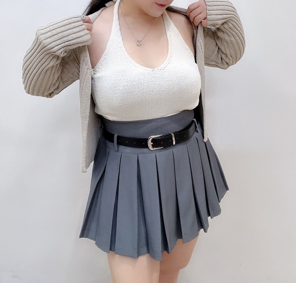 ♥腰帶西裝百摺裙♥