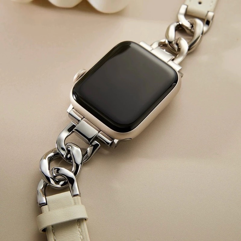 牛仔鏈拼皮革AppleWatch錶帶