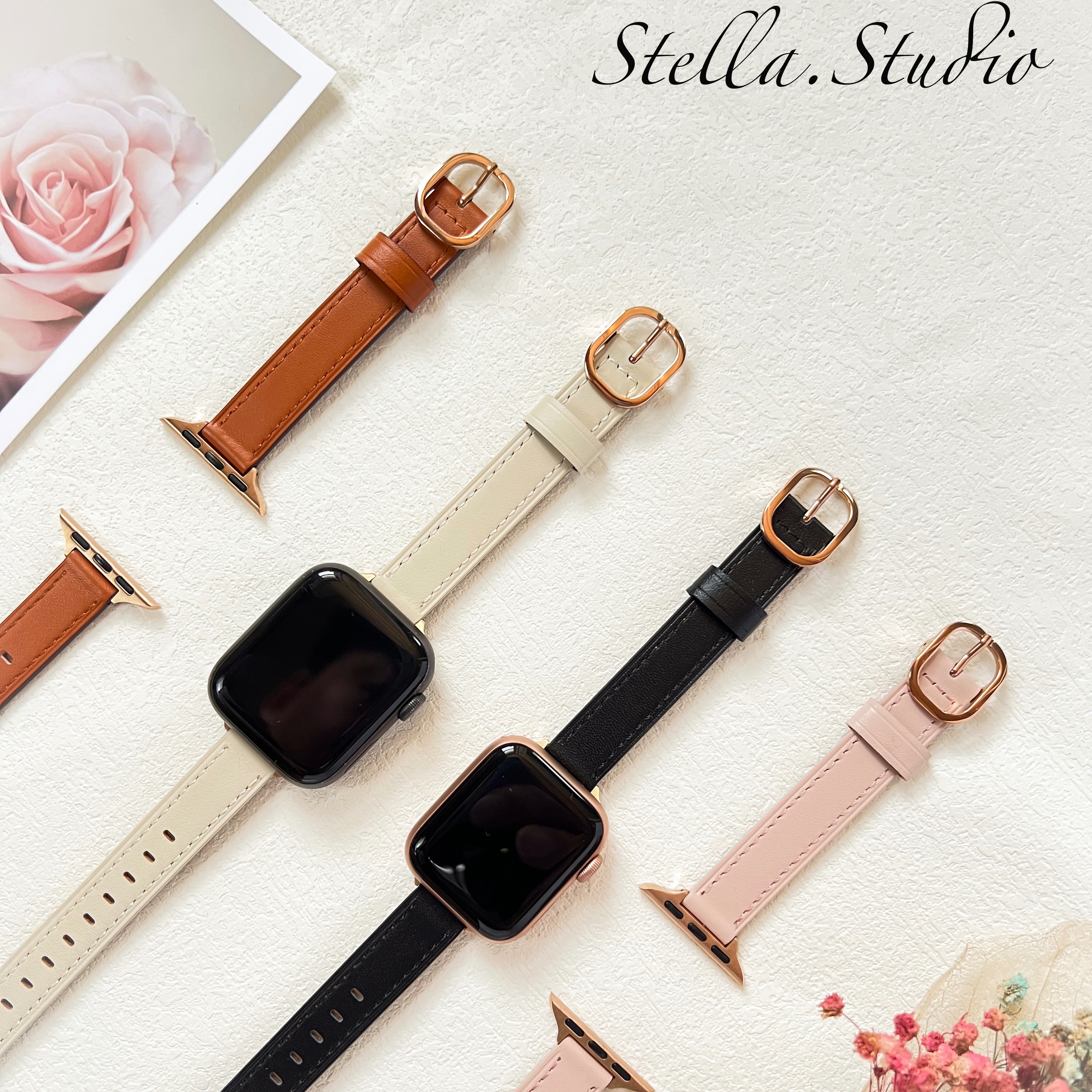 復古小圓釦真皮AppleWatch錶帶