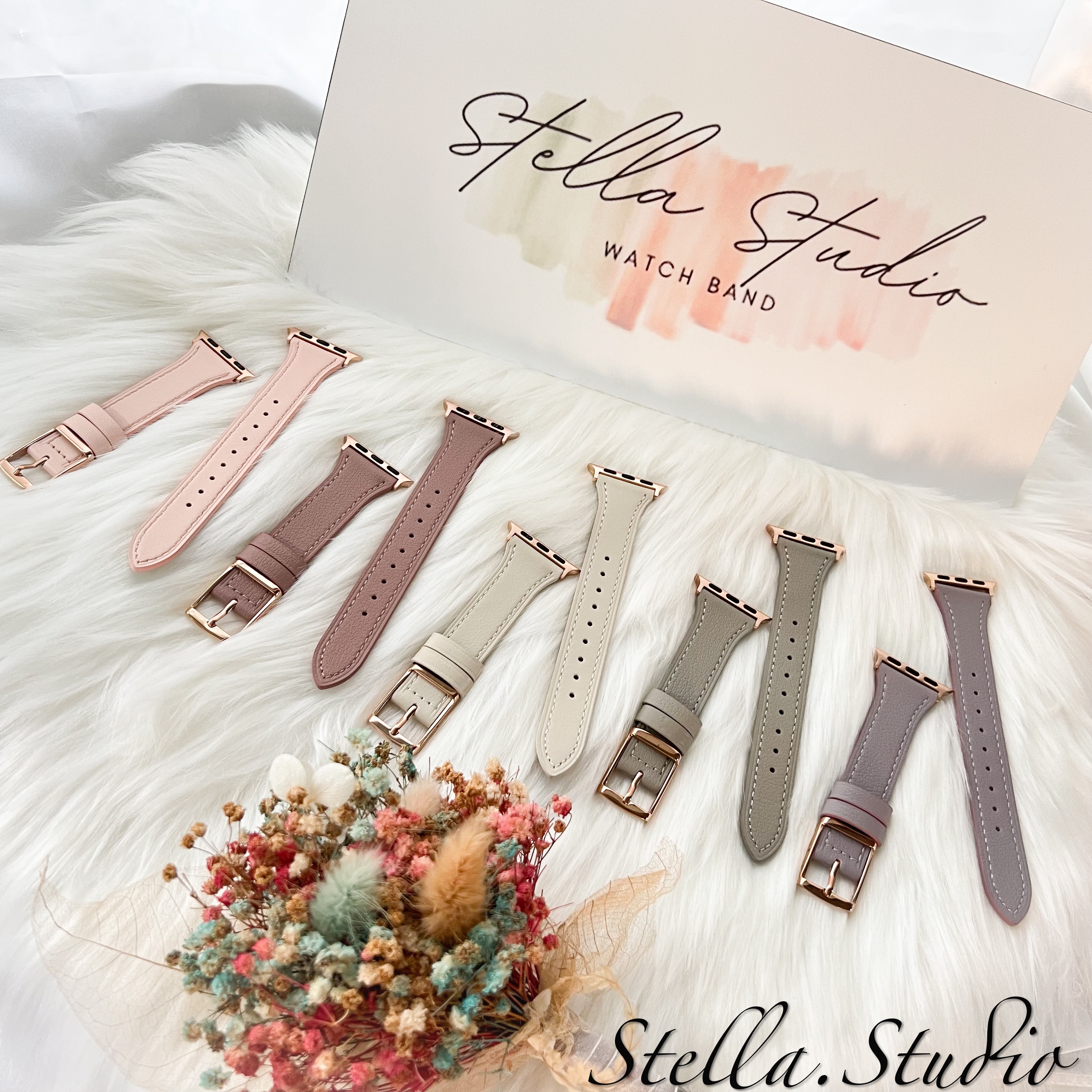 時尚優雅方釦AppleWatch皮革錶帶