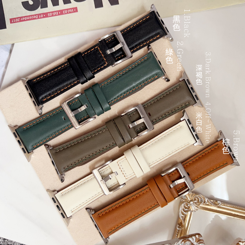 復古雙車線皮革Apple Watch錶帶