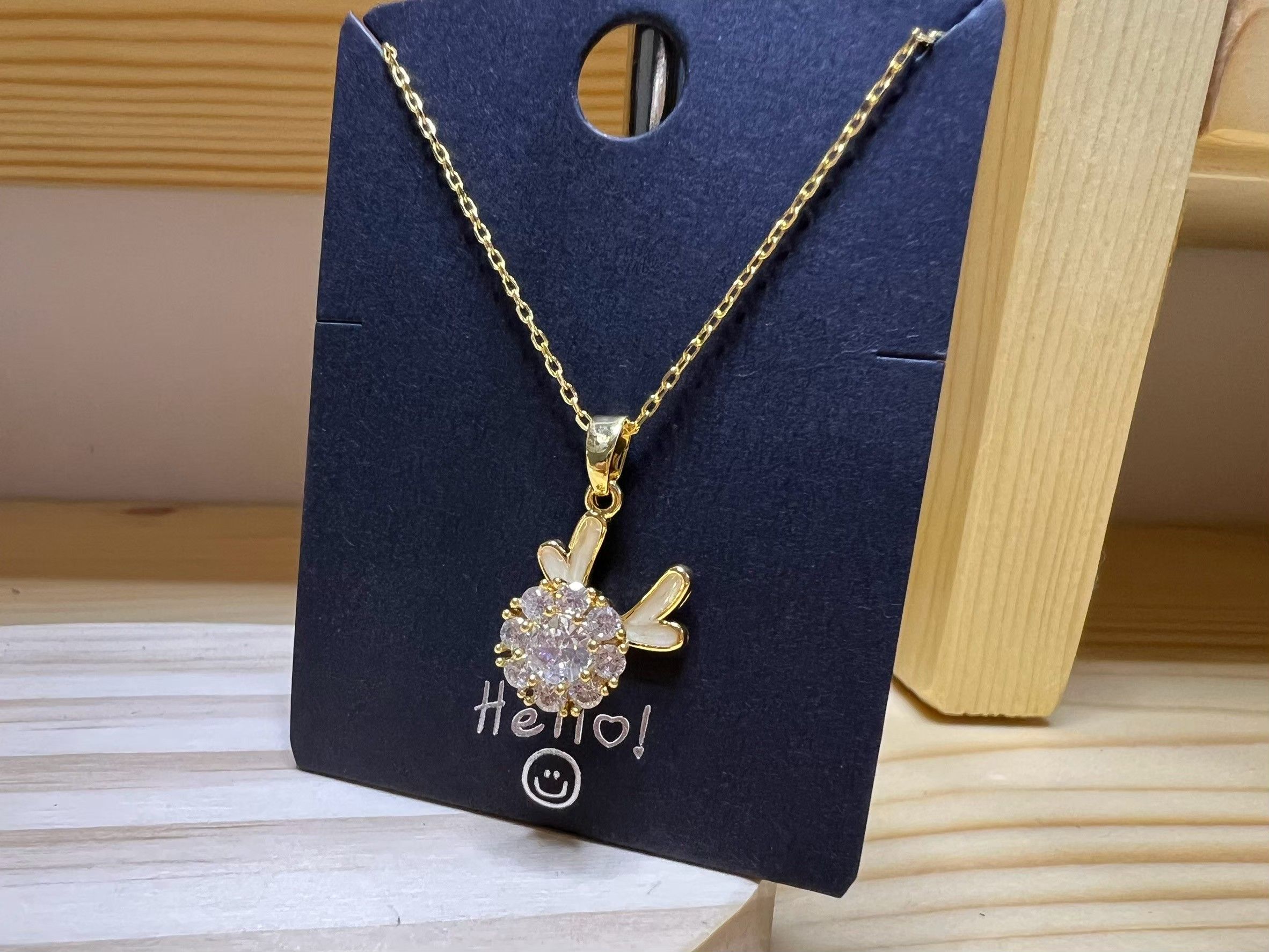 👉【沫緞微光】鹿角 × 金色鋯石項鍊｜45cm｜銅鍍金 鎖骨鍊 幸運守護 氣質百搭