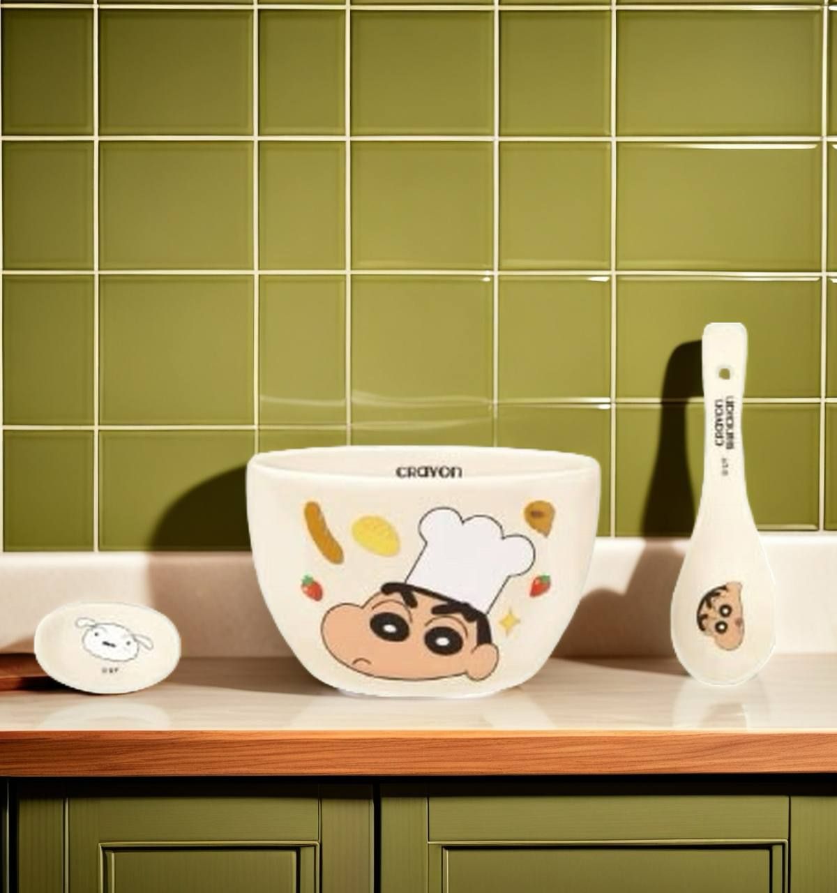 蠟筆小新陶瓷碗匙組（廚師款）