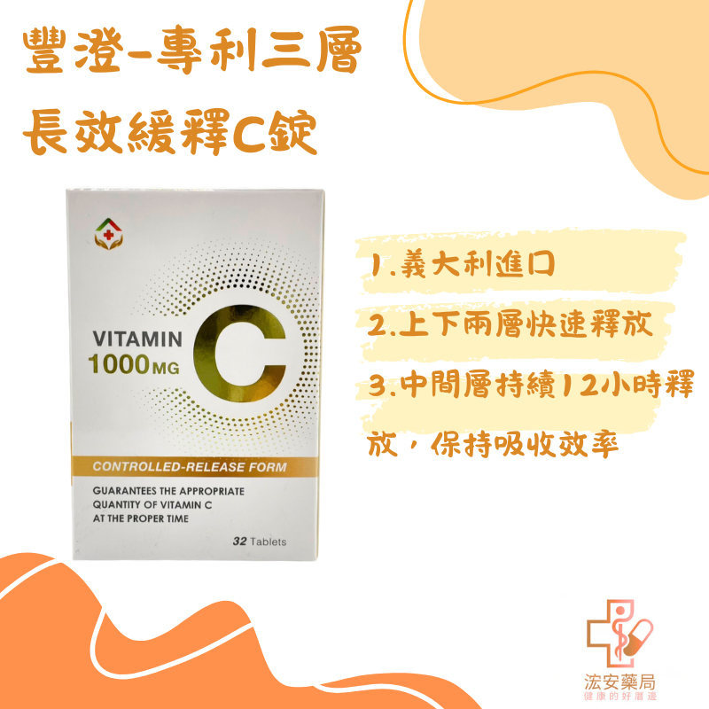豐澄義大利專利三層長效緩釋C錠32錠
