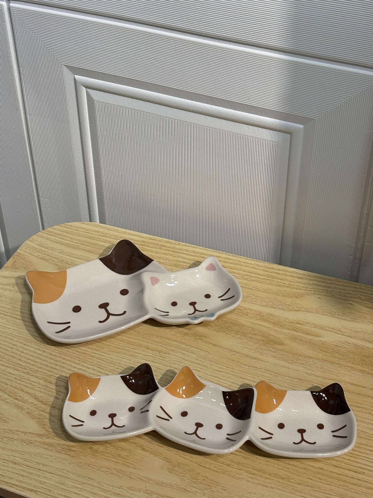 𝕔𝕒𝕥 貓咪臉臉日系款盤 （兩個臉臉+三個臉臉）#釉下彩