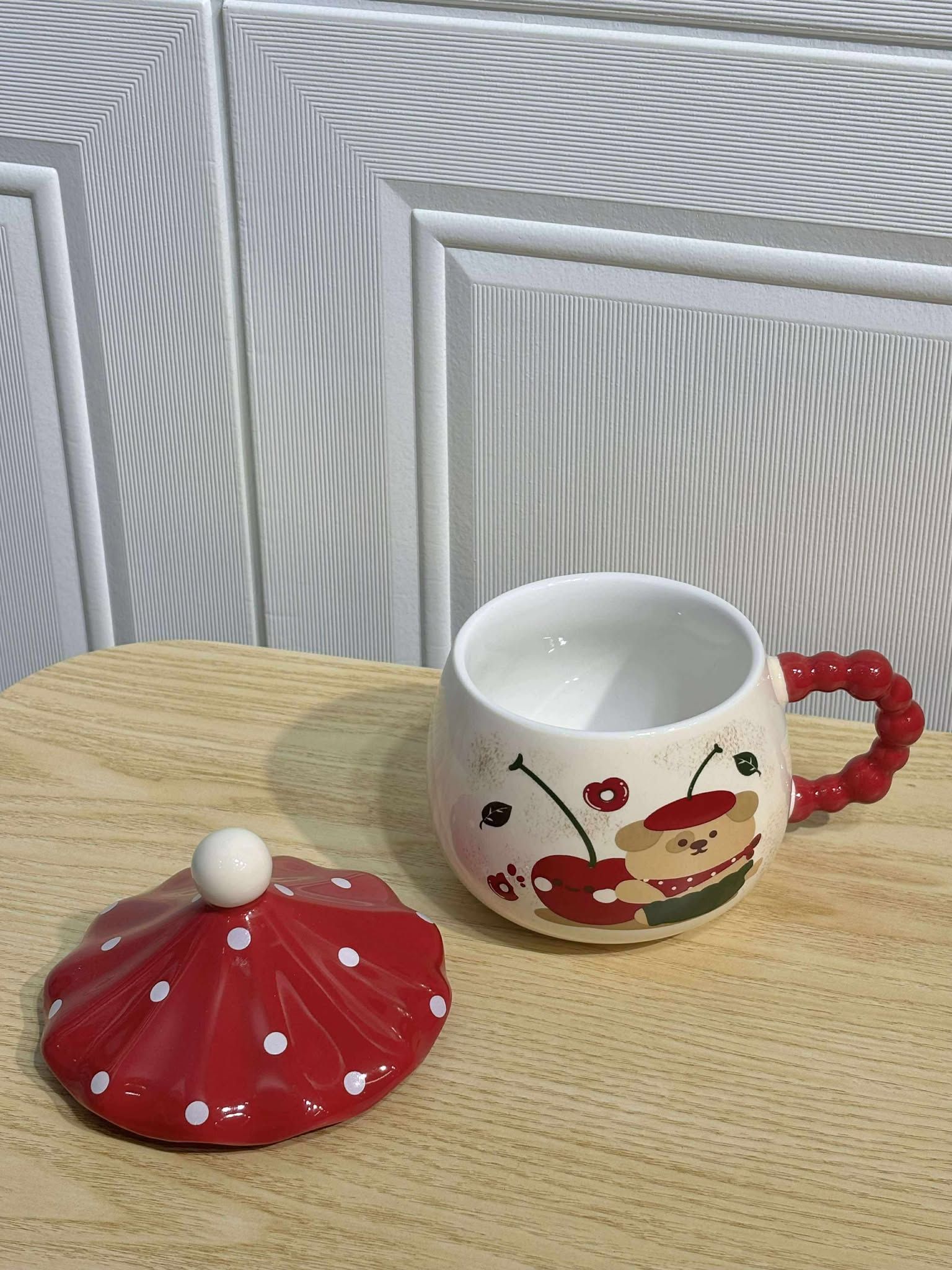 ᴄʜᴇʀʀʏ 櫻桃小狗 立體蘑菇造型杯蓋 馬克杯組 ᴄʜᴇʀʀʏ