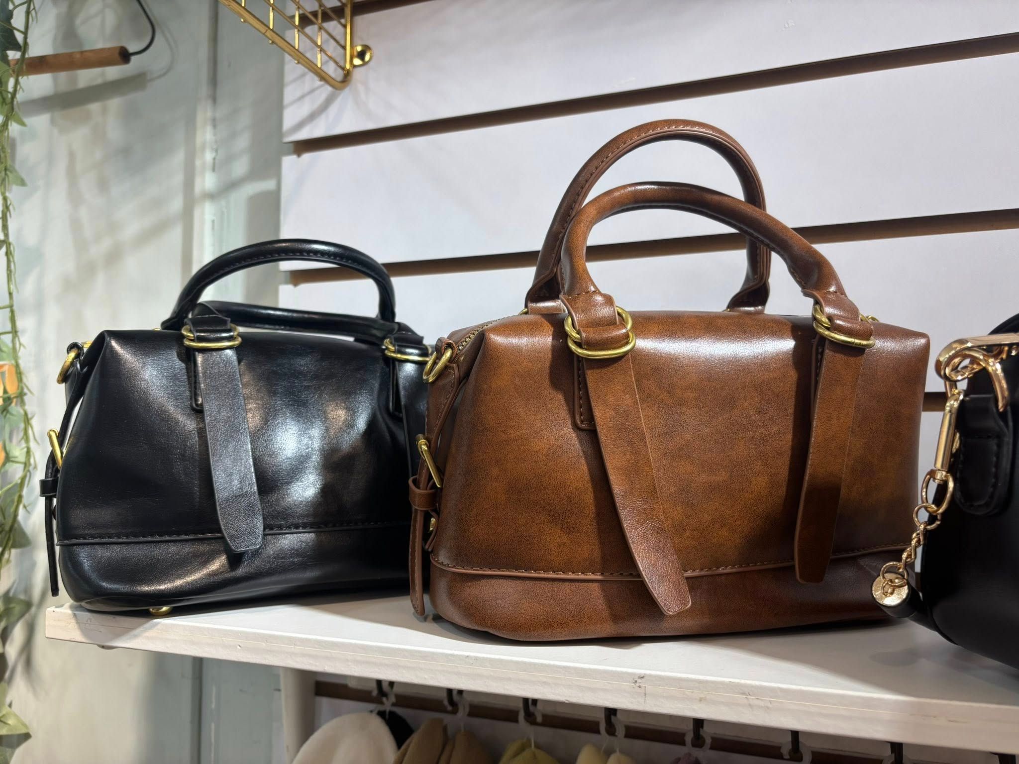 ✨ 韓系復古 手提保齡球包 （咖啡色/黑色）