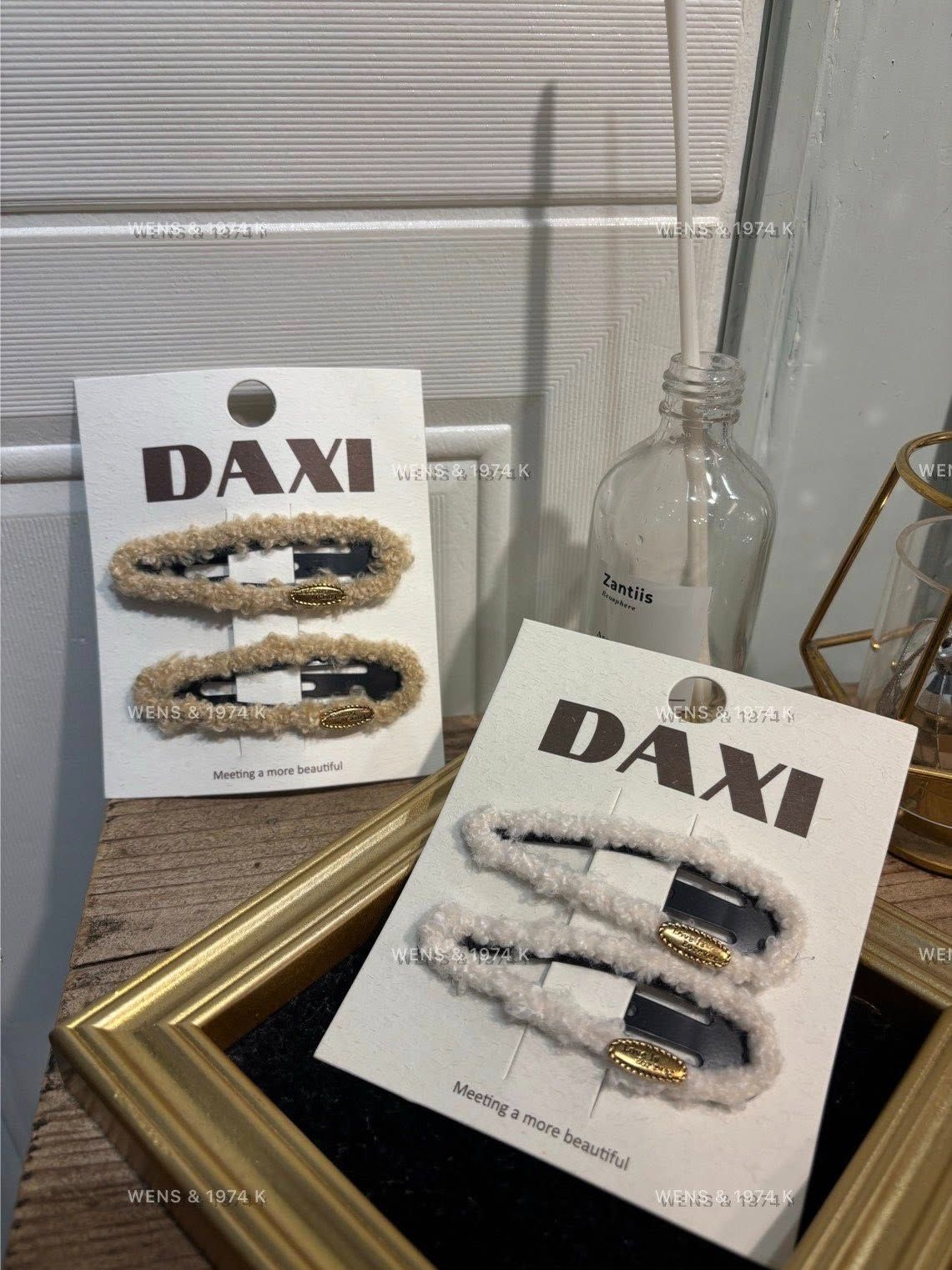 韓系QQ熊寶寶小標髮夾（卡其/白色）