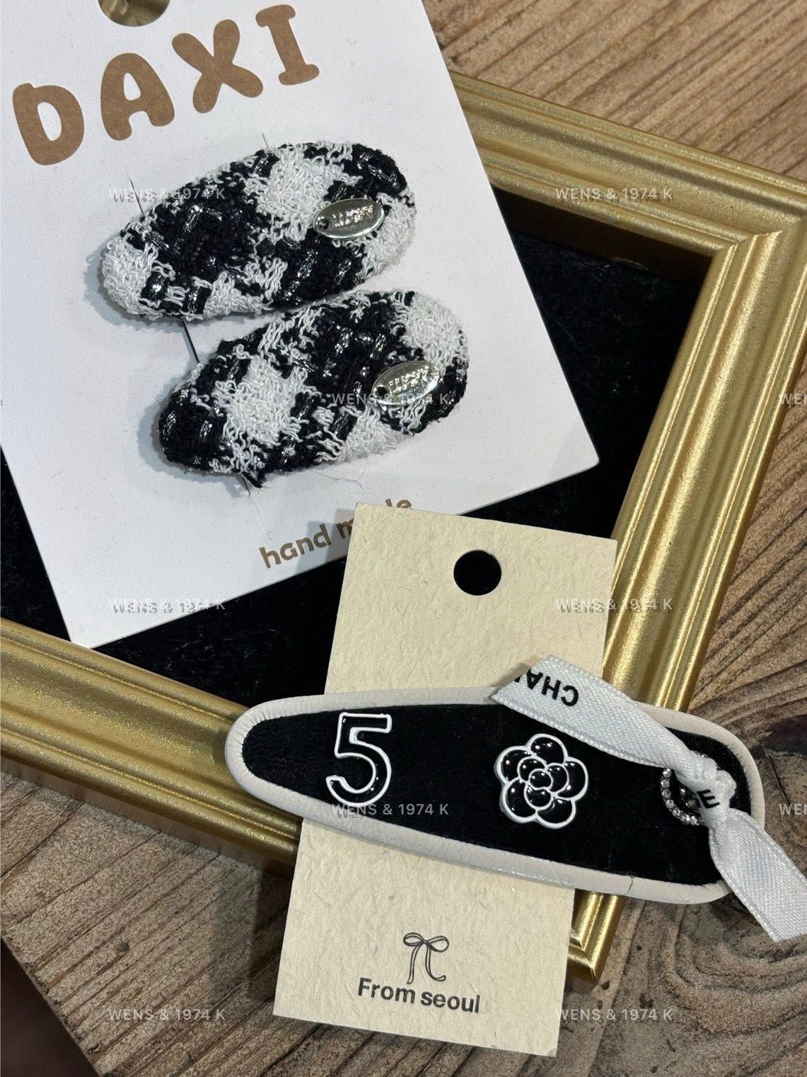 韓系小香風毛呢圓標 / 小香風皮質蝴蝶結髮夾