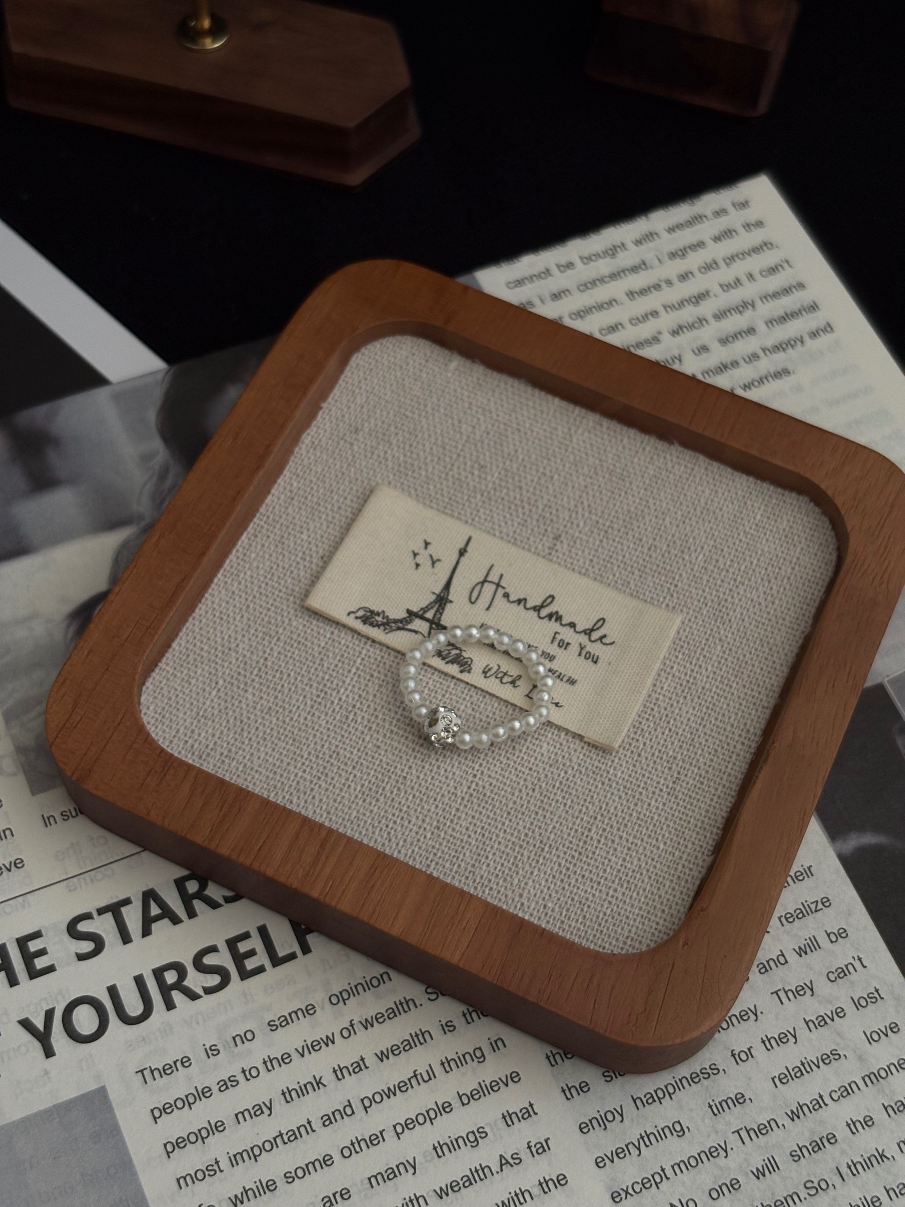 復古珍珠水晶戒指