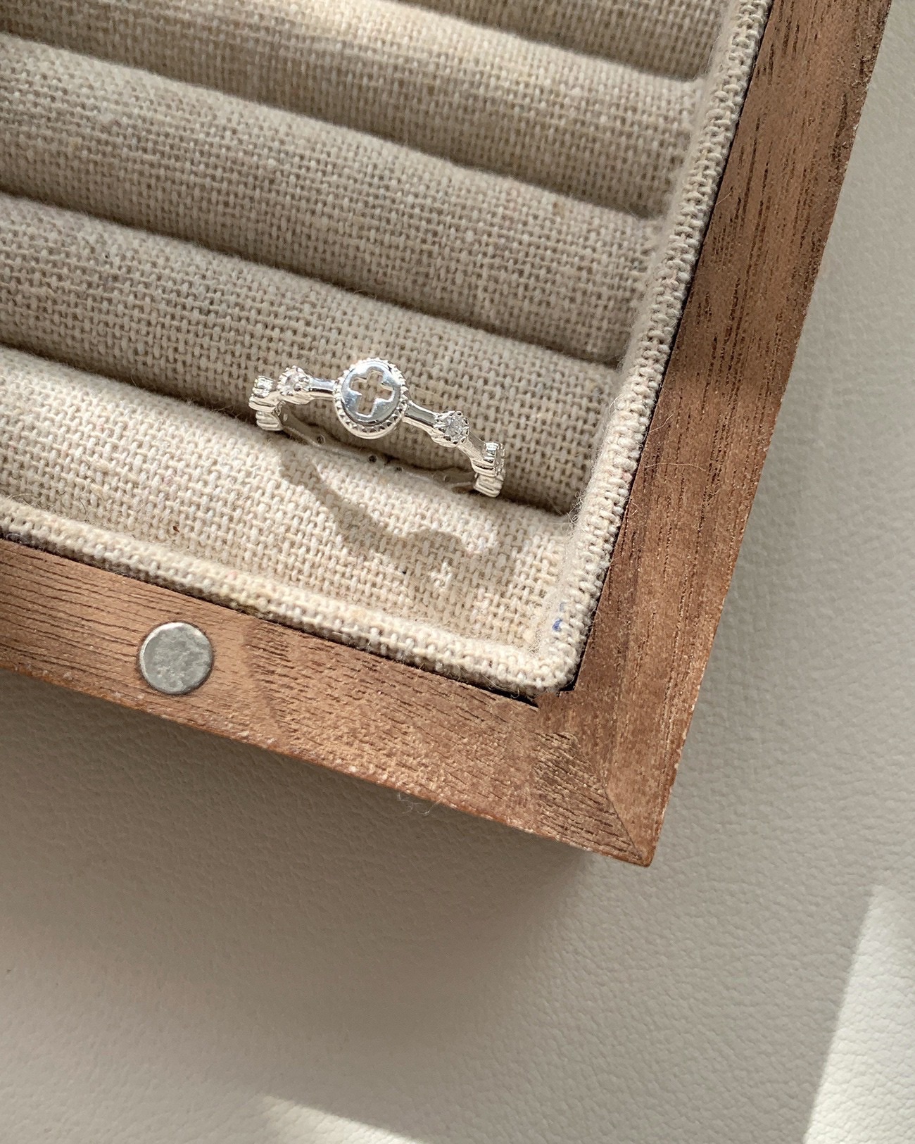 鏤空橢圓十字鑲鑽滿版戒指