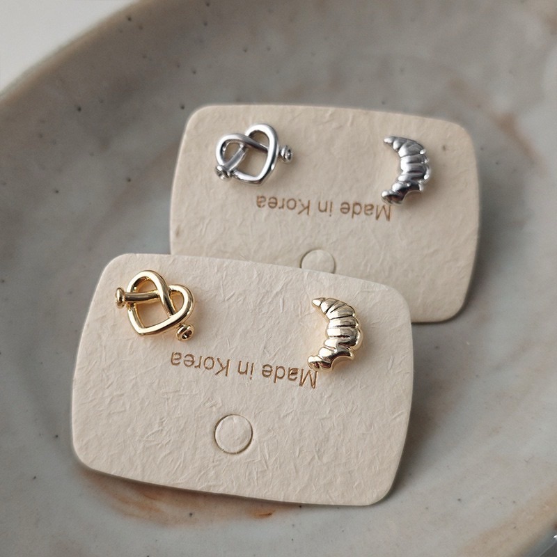 愛心餅乾鹼水結牛角不對稱耳環