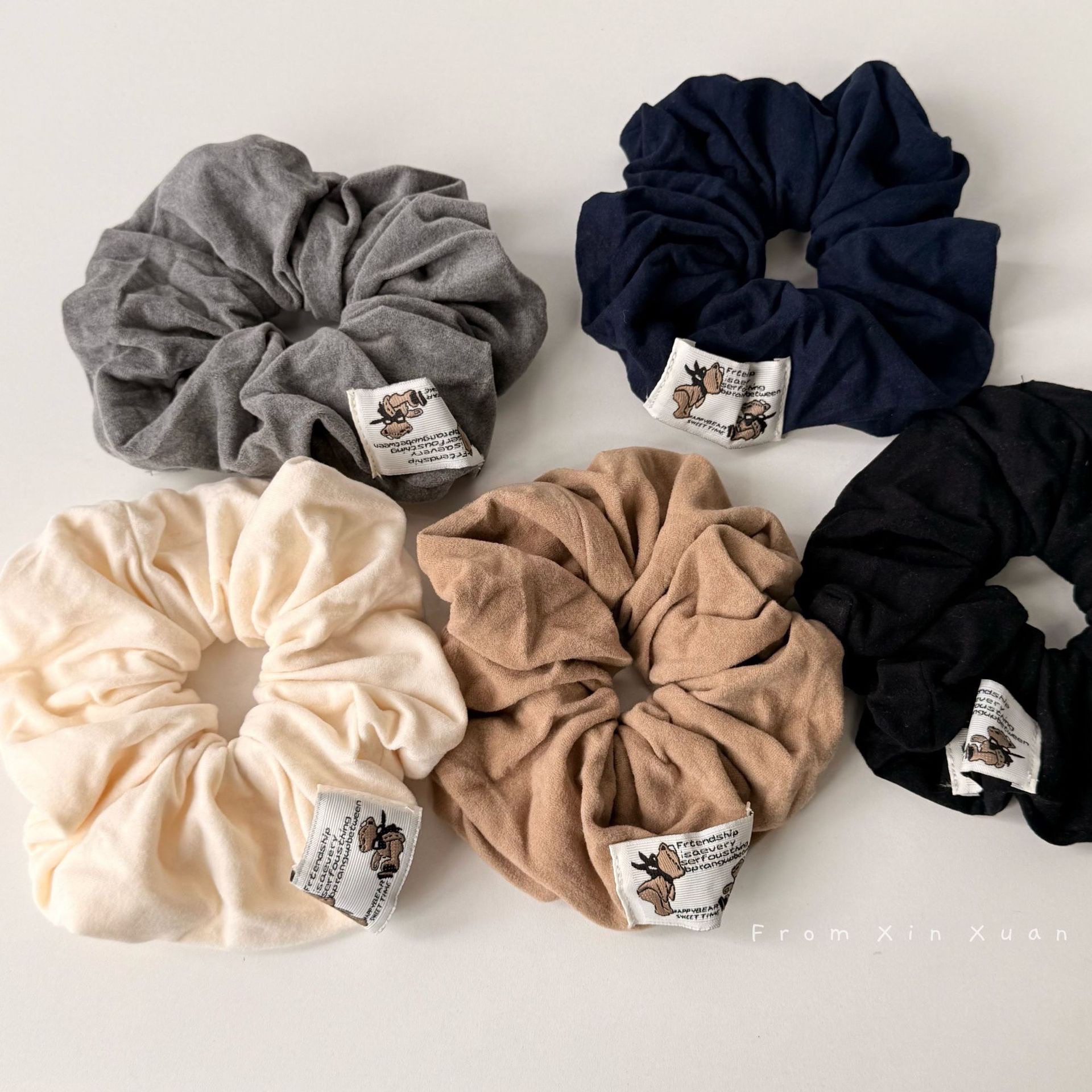 秋冬絨面熊寶寶布標大腸髮圈