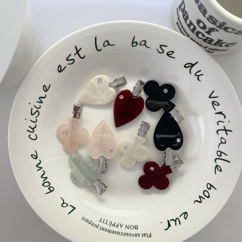 韓國桃心撲克牌精緻髮夾