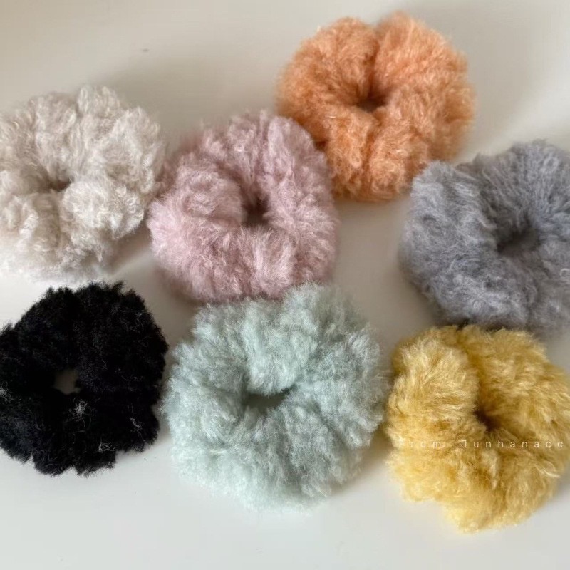 韓國糖果色泰迪絨毛髮圈7色