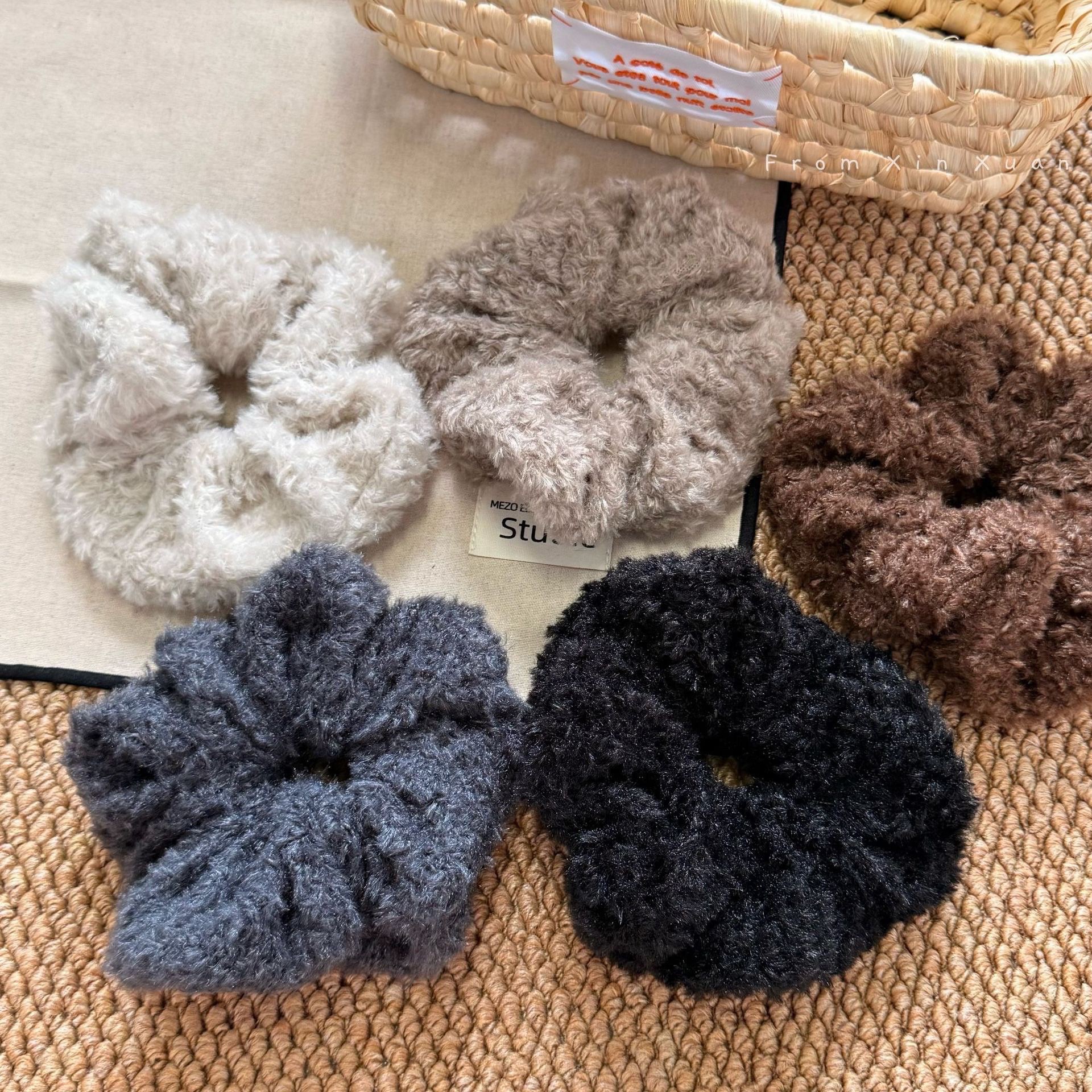 韓國慵懶秋冬素色泰迪毛髮圈