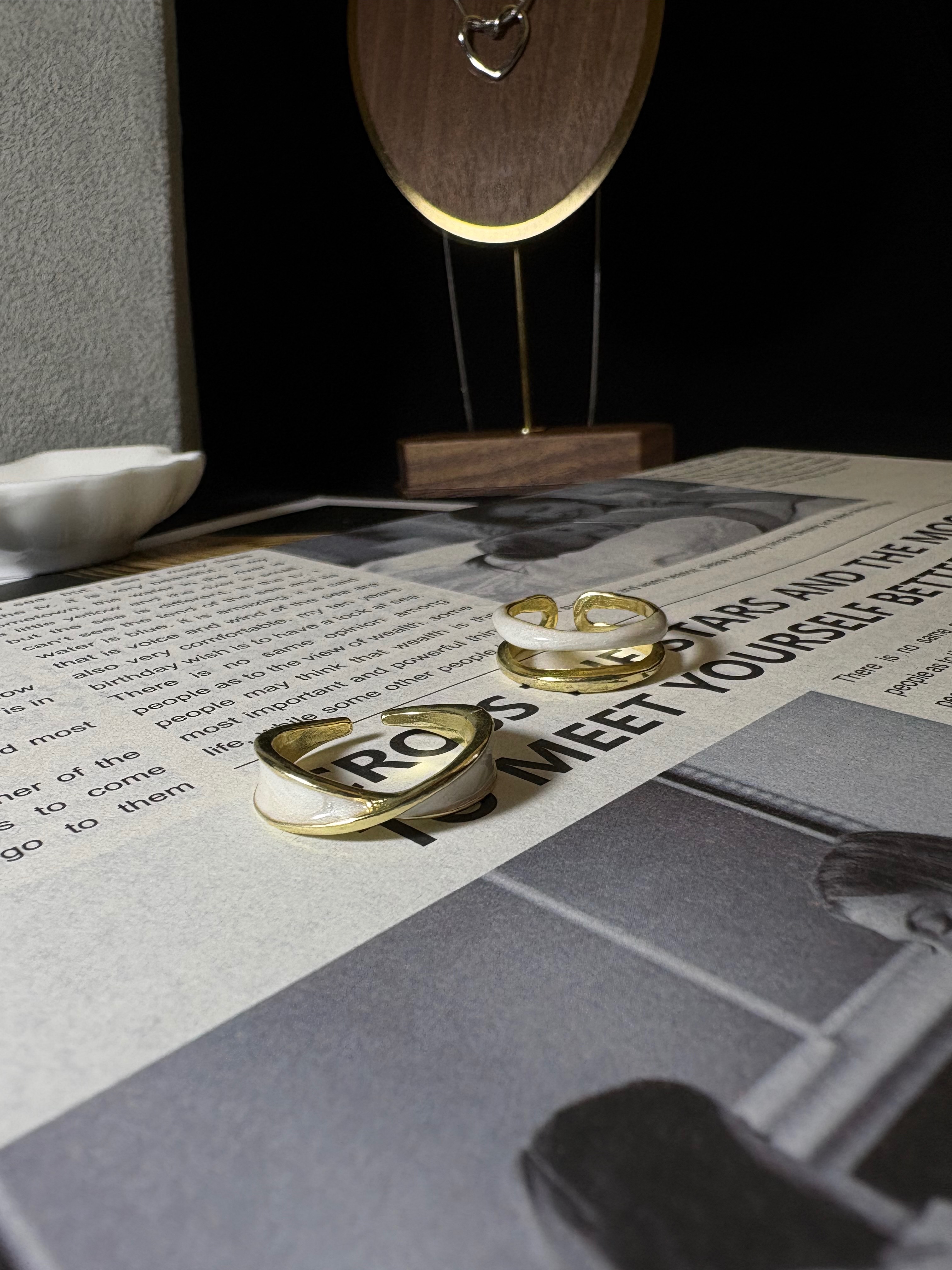 法式簡約滴油套戒