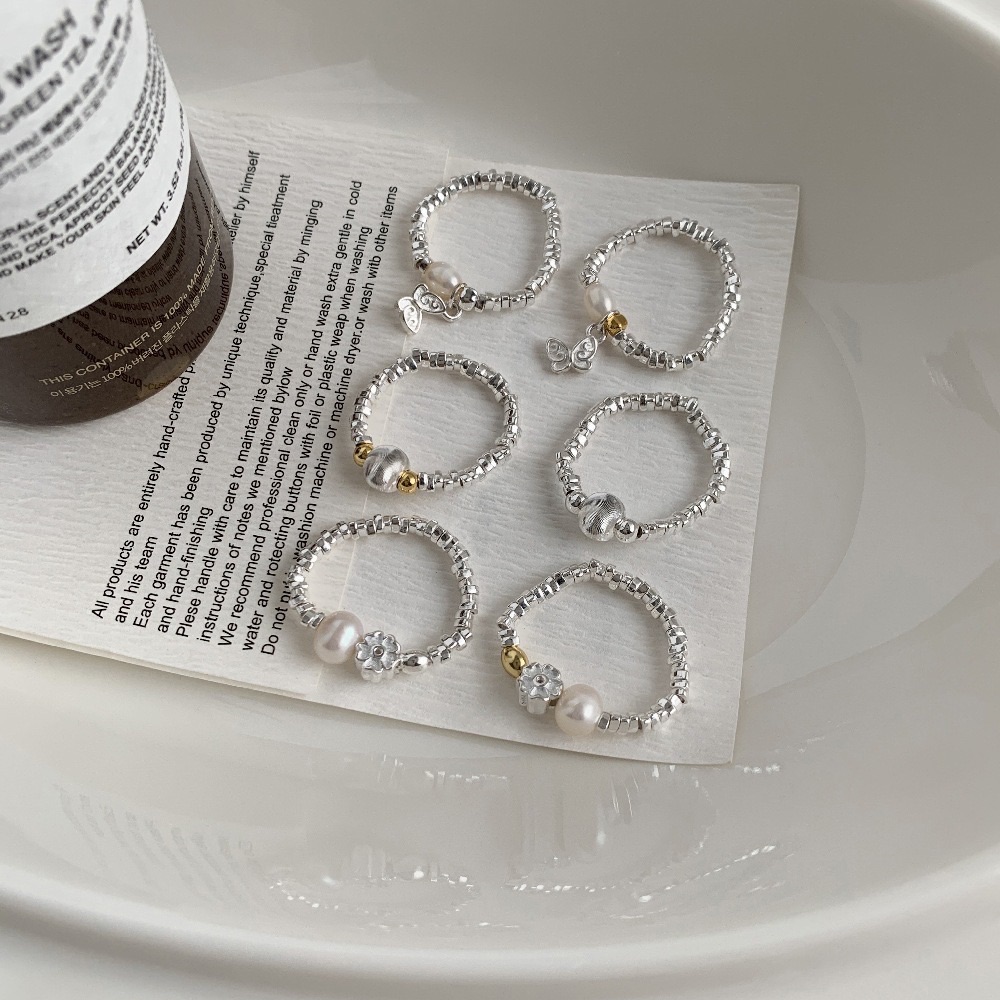 韓系石塊撞色碎銀戒指