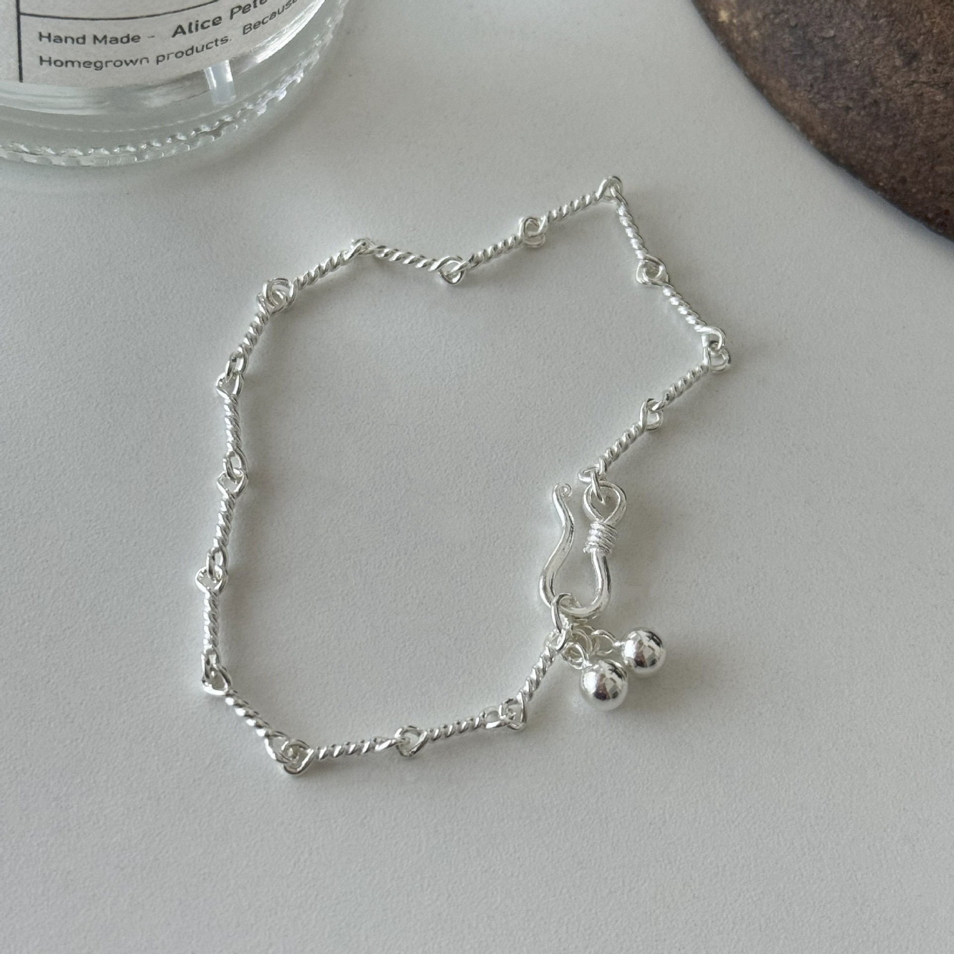 麻花鈕線圓珠鉤扣手鍊（預購）