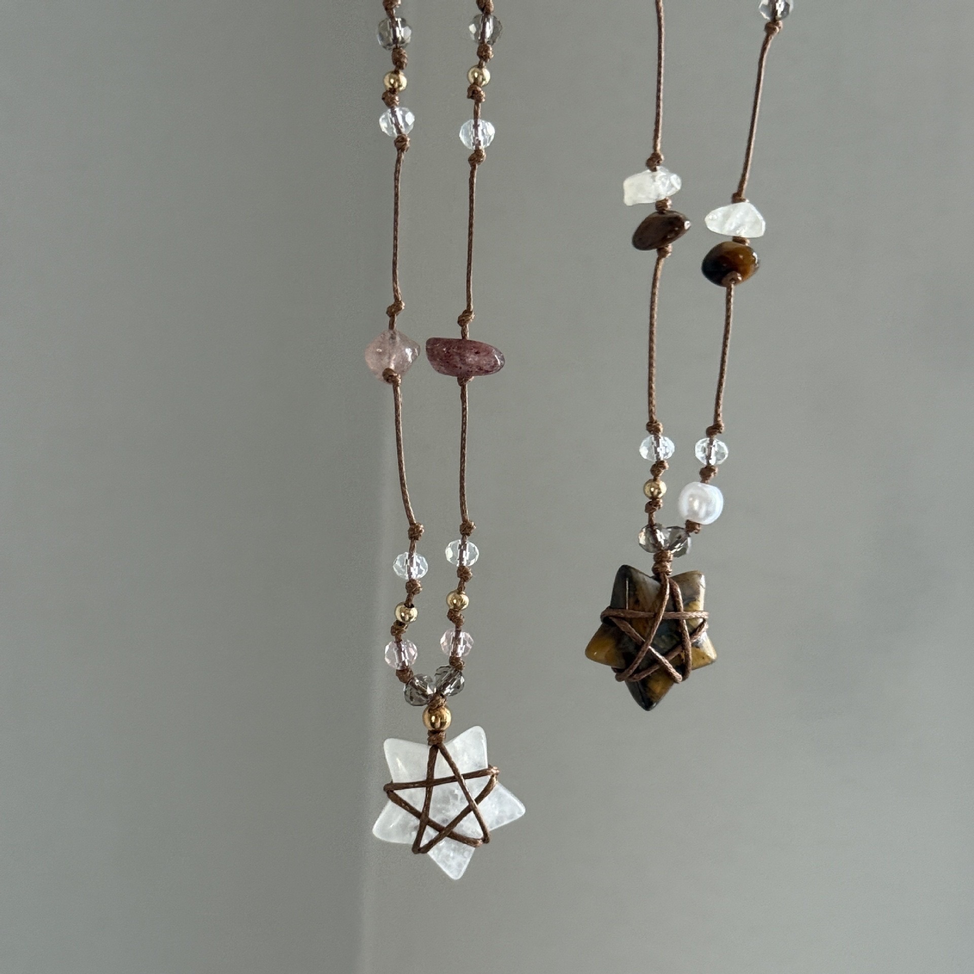 五角星天然石編織項鍊