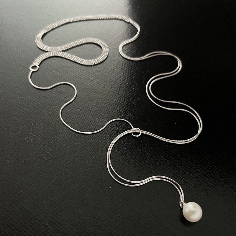 設計感雙線珍珠Y字項鍊