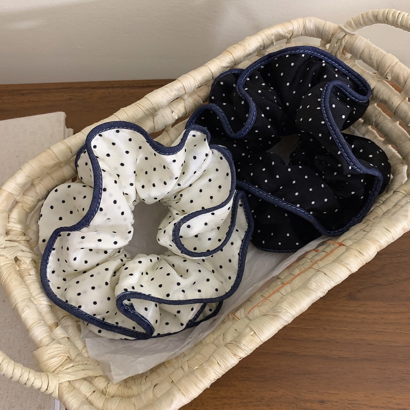 牛仔花邊波點髮圈