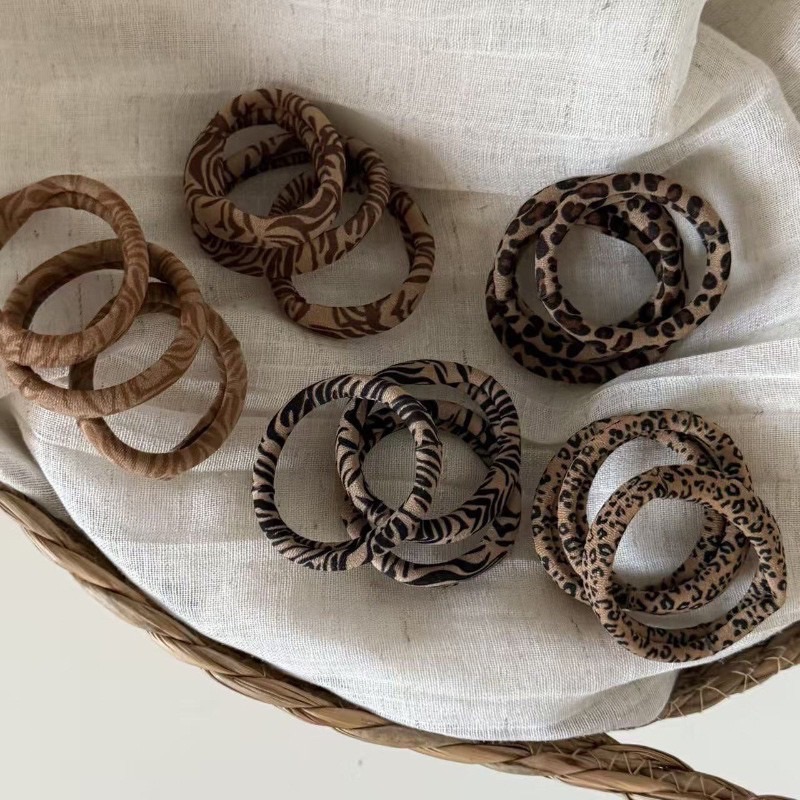 秋冬奶茶咖色豹紋斑馬髮圈