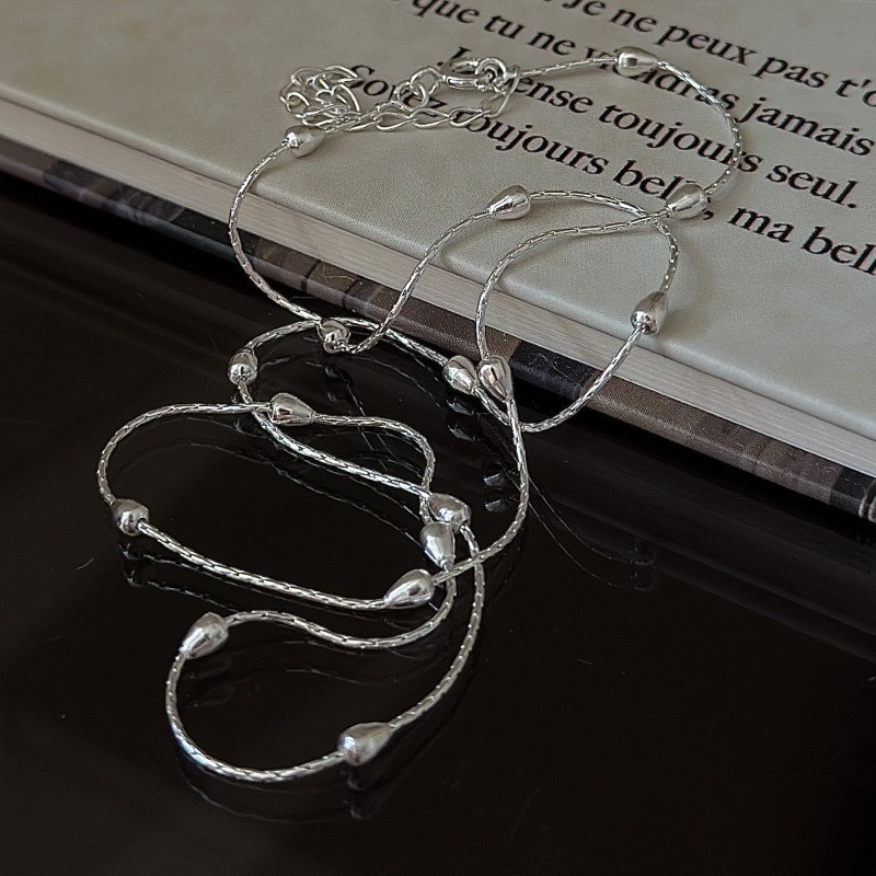 簡約竹節水滴豆豆項鍊