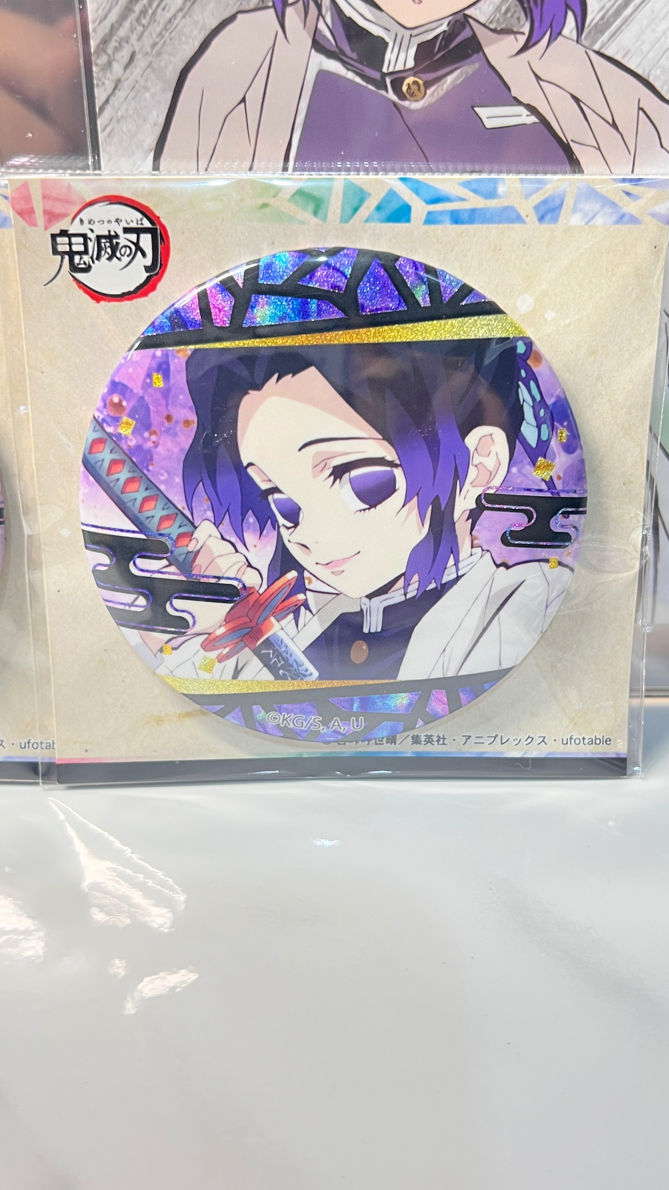 絕版全新稀有-日本TWINCRE 蝴蝶忍 螺鈿風 徽章 少量-75mm大徽章