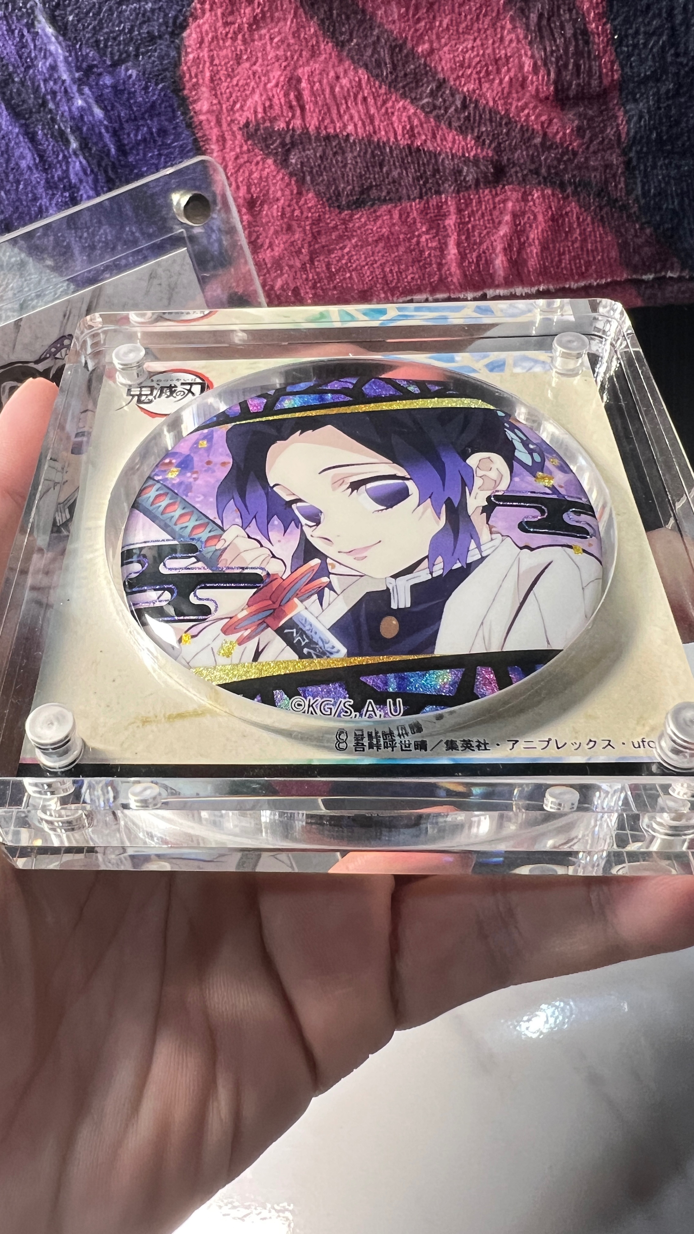 絕版全新稀有徽章含框-框+ TWINCRE 鬼滅の刃 螺鈿風胡蝶徽章含超厚訂製水晶框組
