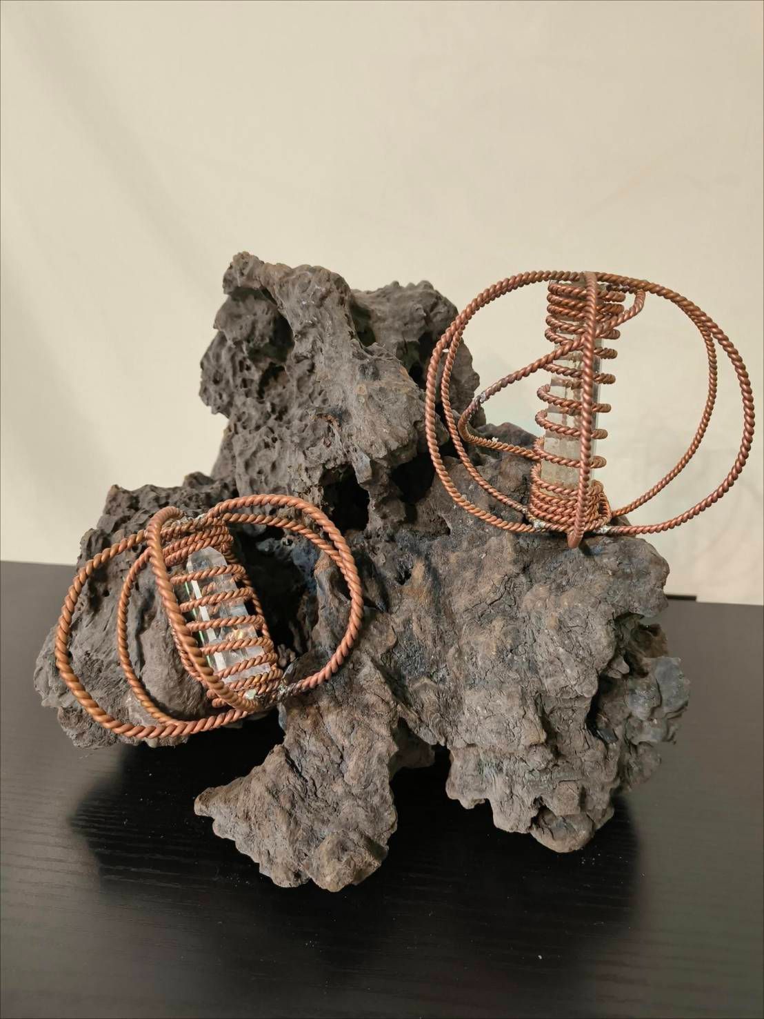 【純銅手作天梭 Tensor Harmonizr 水晶柱天梭諧波器】靜心平衡消除負能量居家擺件