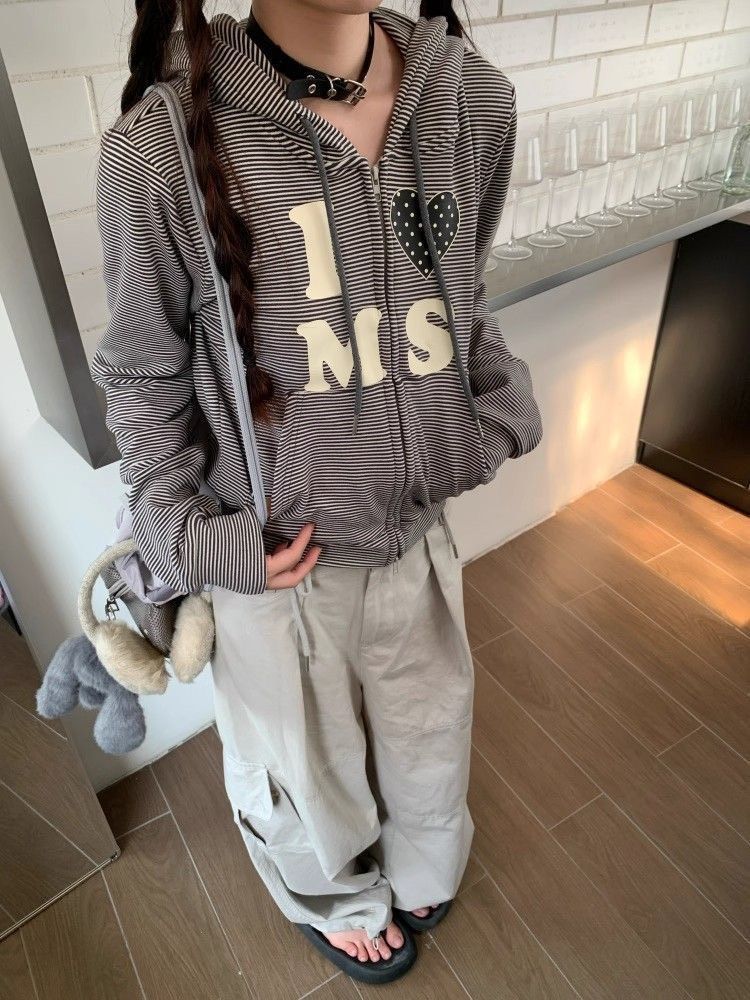 I♡MS條紋連帽外套（｡•ㅅ•｡）♡超可愛