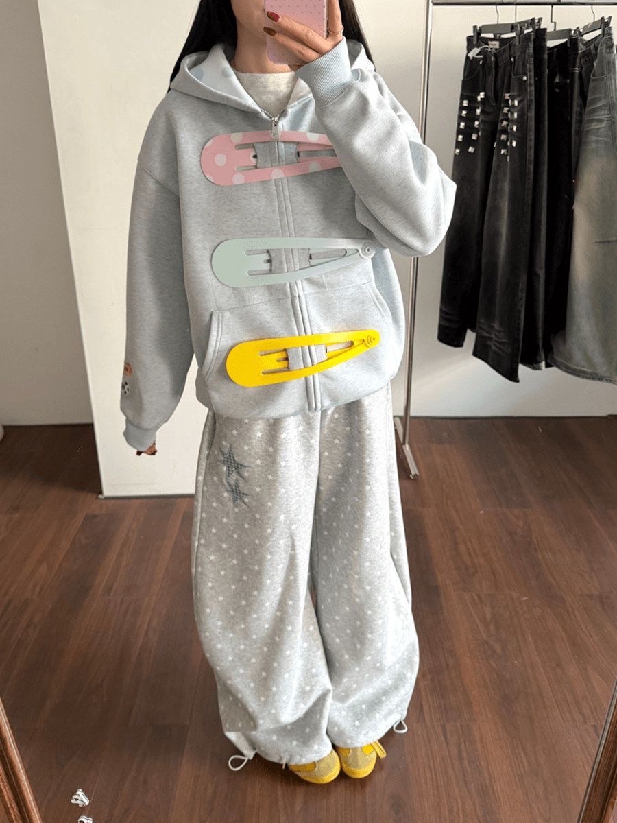 ★超大繽紛髮夾連帽外套★（髮夾可拆）四色