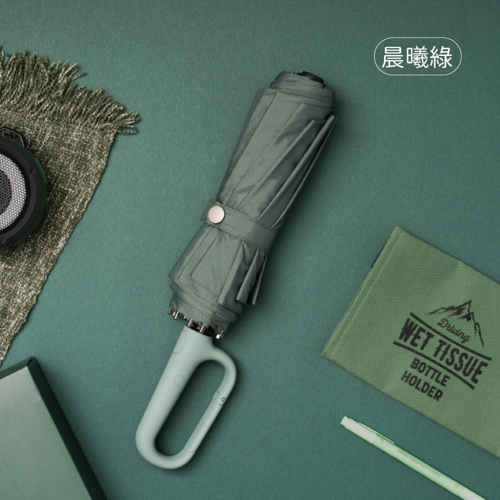 正向防水自動勾勾傘-綠