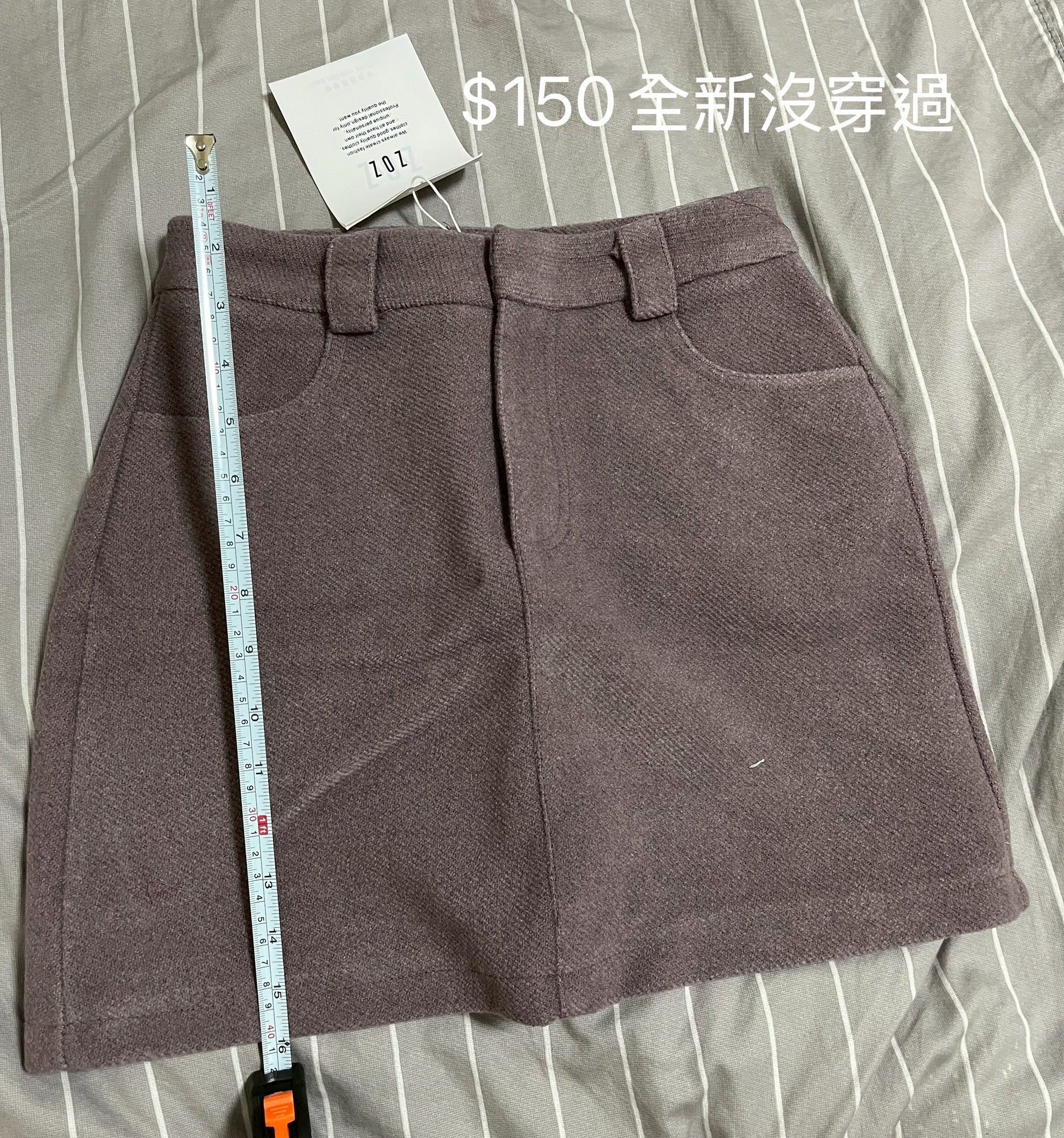 全新-質感紫色毛呢 短裙 （走賣貨便會+$10 ）