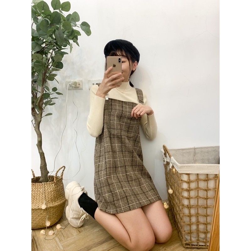 質感毛呢吊帶裙（走賣貨便會+$10 ）