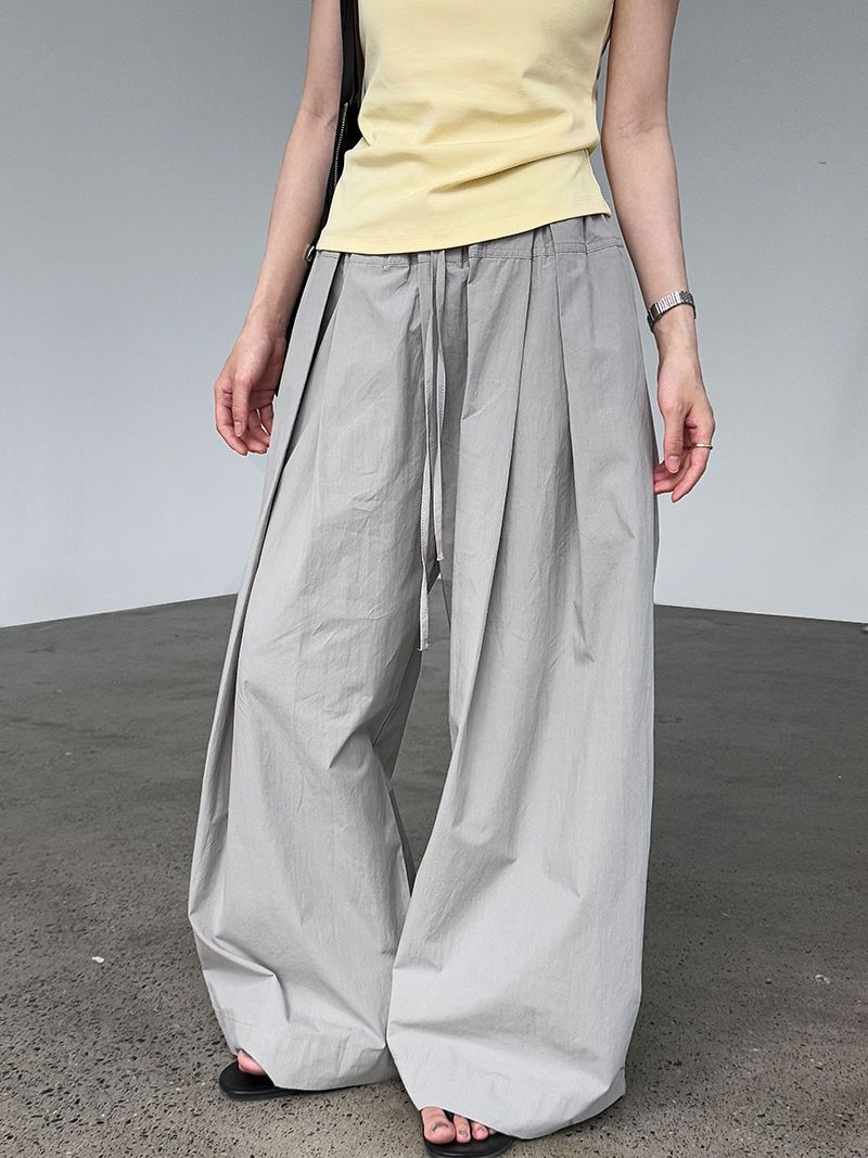 𝟏𝟎𝟎%棉高腰系帶直筒褲#1950