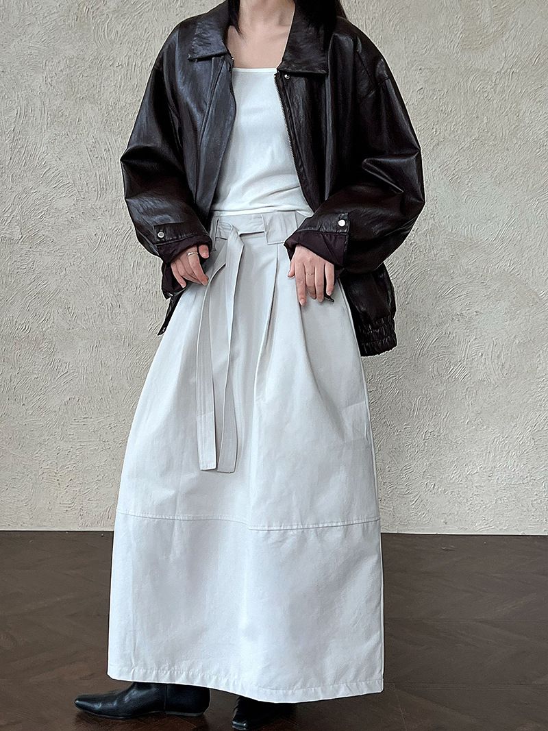 綁帶花苞半身裙（2色）#1711