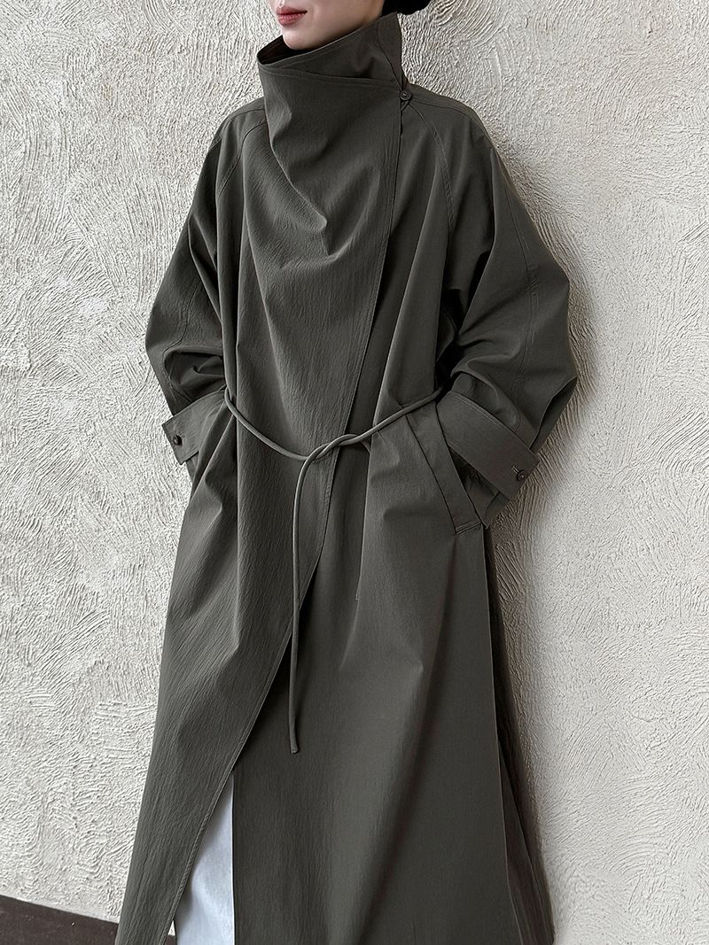 英倫風立領風衣外套#3669